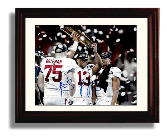Alabama Football - Tua Tagovailoa Trophy Celebration Confetti Championship Moment 8x10 Beveled Frame college football wall art