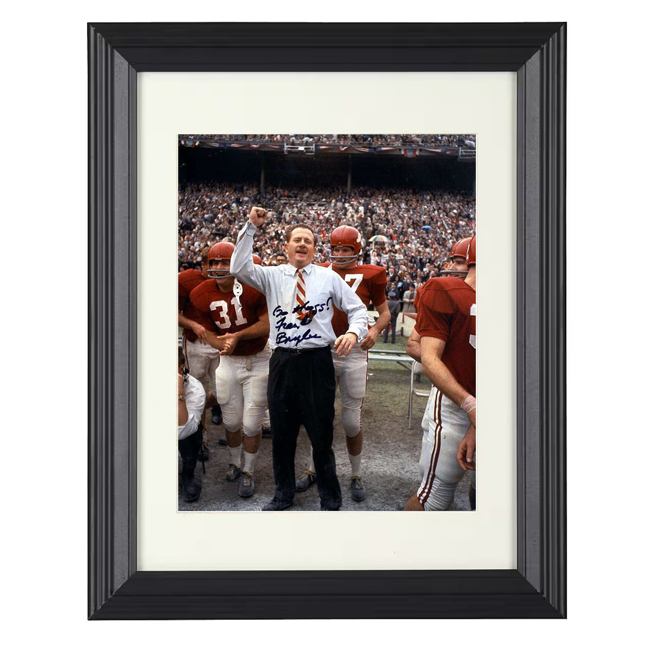 Arkansas football Frank Broyles Sideline Command Presence 8x10 black beveled frame college football wall art