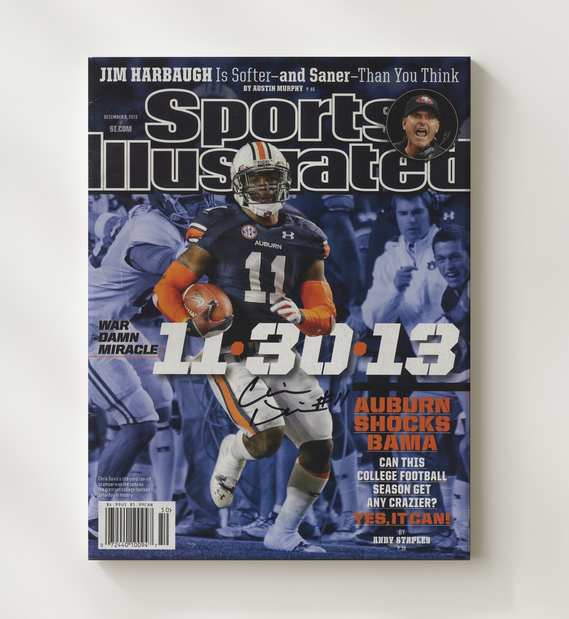 Auburn Chris Davis Kick Six Miracle SI Cover 2013 College Football Wall Art 20x24 Canvas wall art print – College Football decor