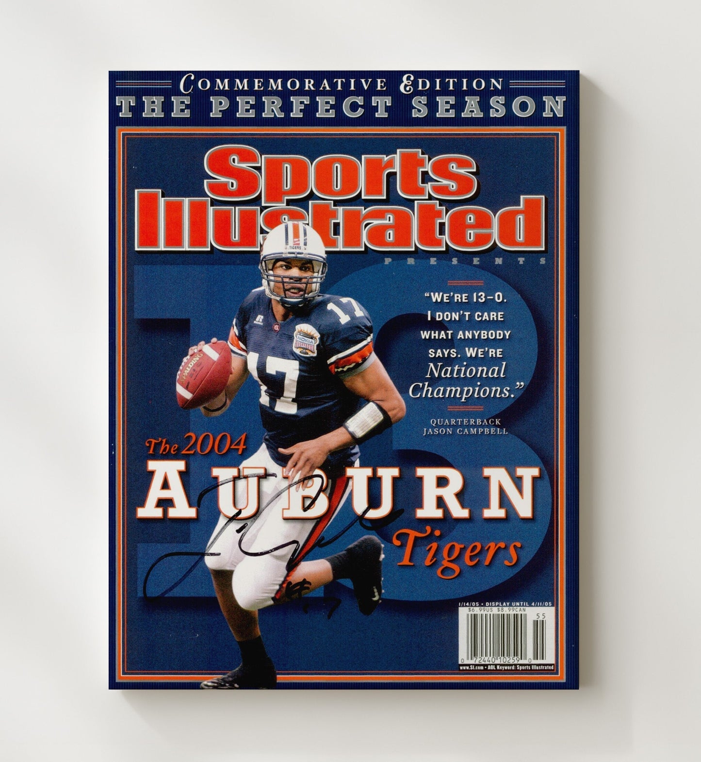 Auburn - Jason Campbell Perfect Season SI Cover 2004 8x10 Canvas college football wall art
