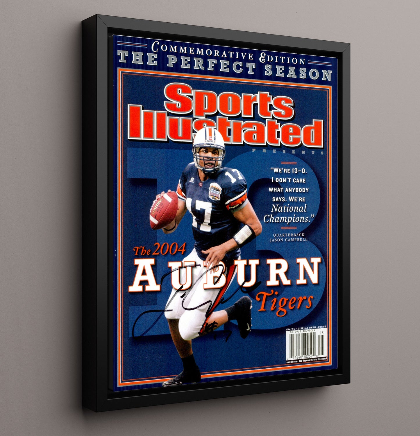 Auburn Jason Campbell Perfect Season SI Cover 2004 College Football Wall Art 16x20 Framed Canvas wall art print – College Football decor