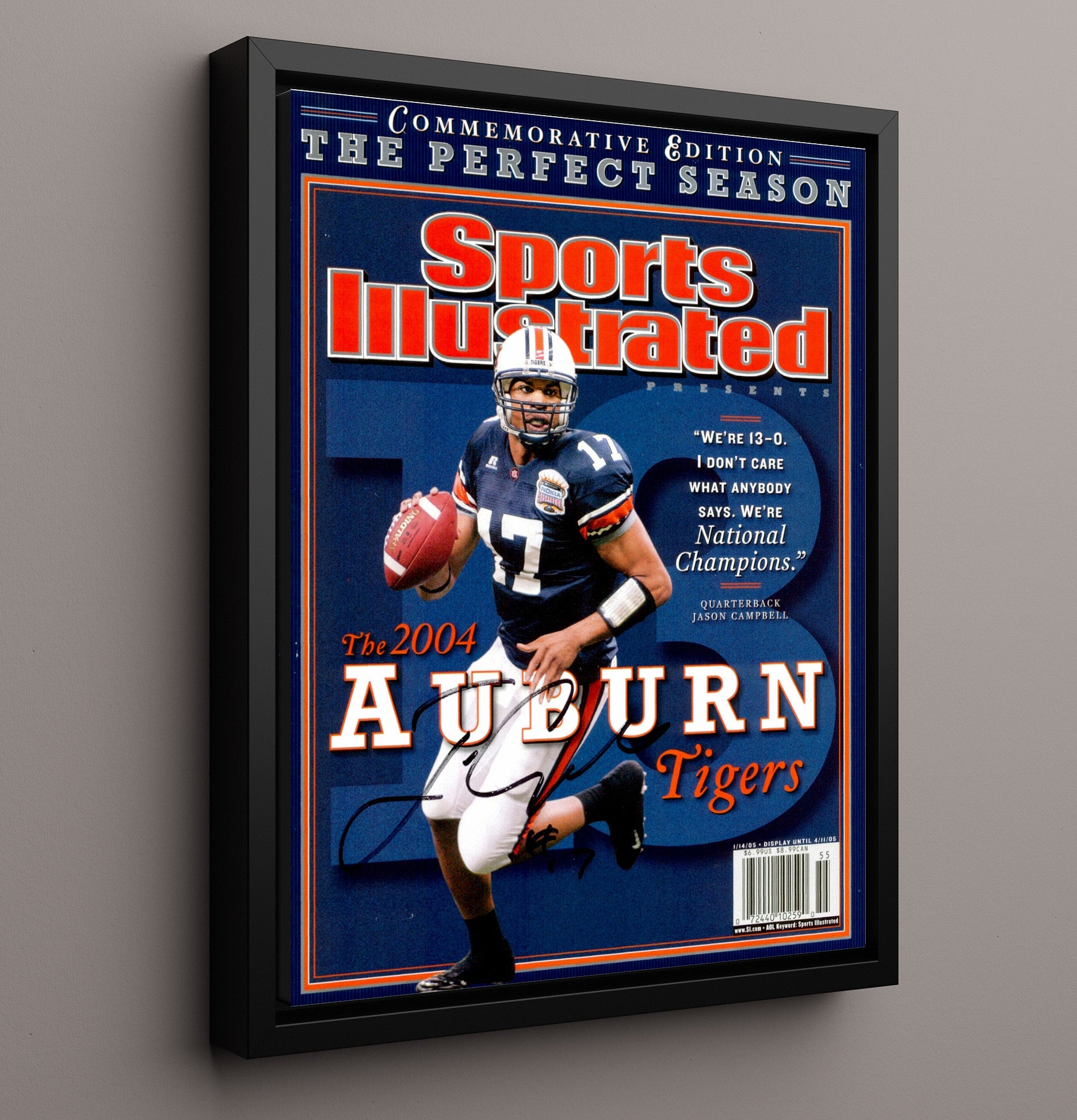 Auburn Jason Campbell Perfect Season SI Cover 2004 College Football Wall Art 16x20 Framed Canvas wall art print – College Football decor