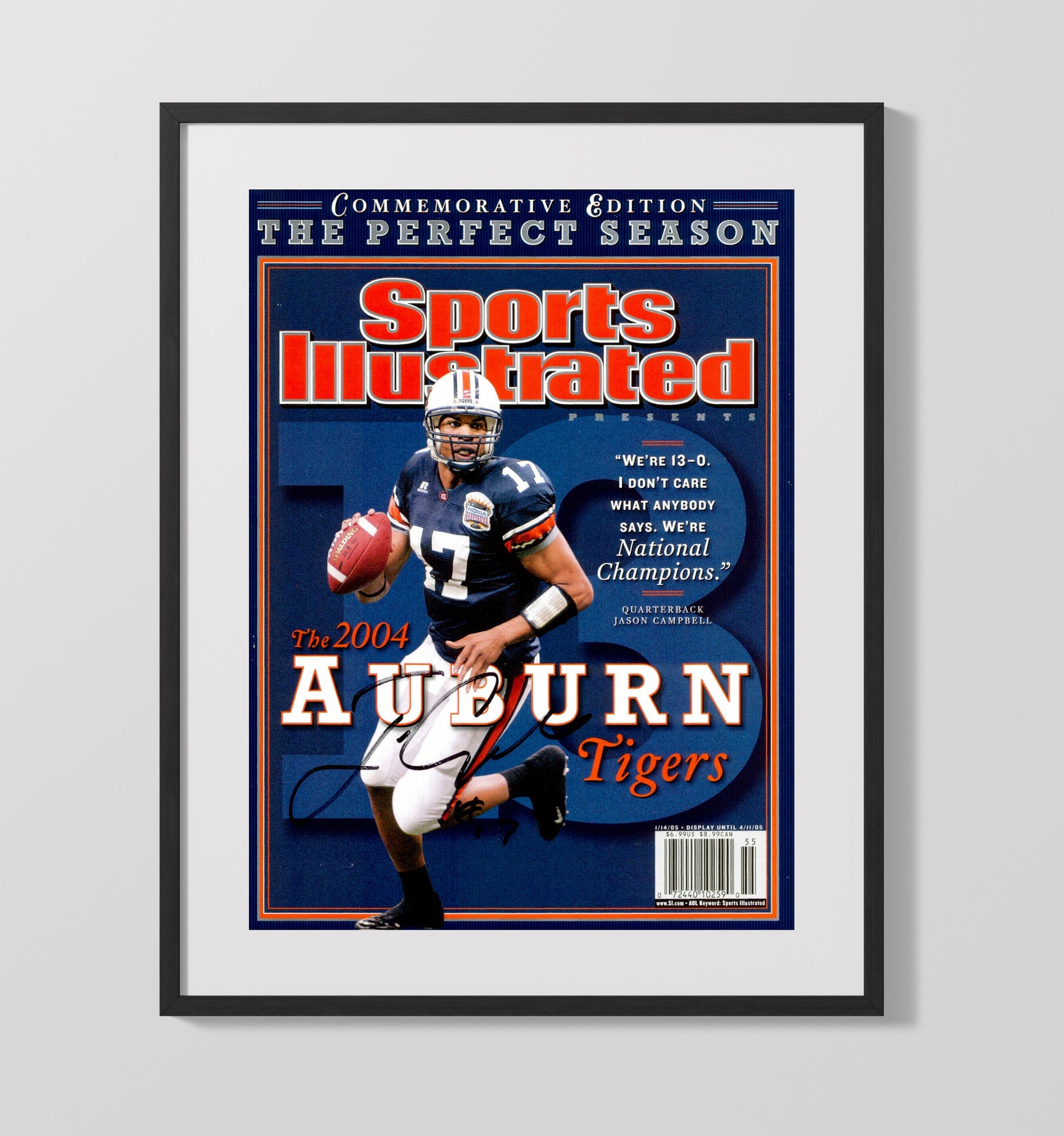 Auburn Jason Campbell Perfect Season SI Cover 2004 College Football Wall Art 16x20 Gallery Frame wall art print – College Football decor