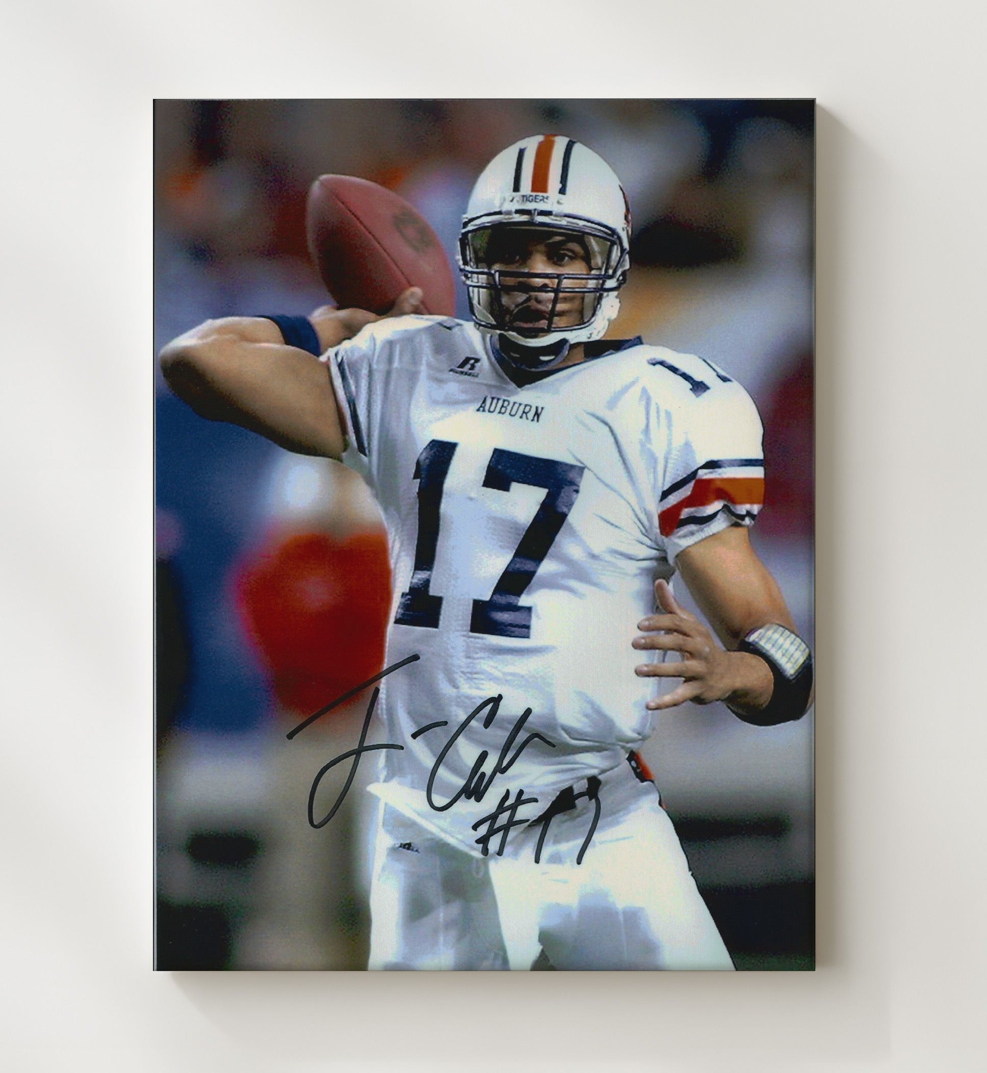 Auburn Jason Campbell Pocket Passer Focus College Football Wall Art 20x24 Canvas wall art print – College Football decor