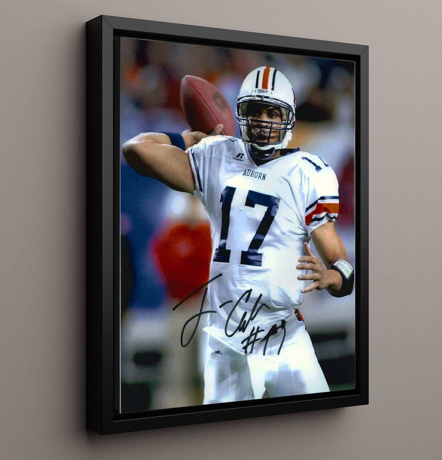 Auburn Jason Campbell Pocket Passer Focus College Football Wall Art 16x20 Framed Canvas wall art print – College Football decor