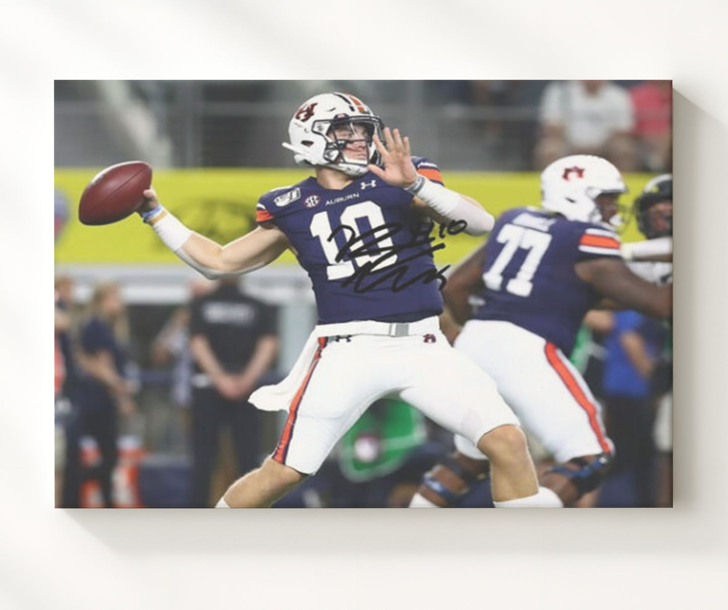 Auburn Football Bo Nix Downfield Pass Pocket Release College Football Wall Art 20x24 Canvas wall art print – College Football decor