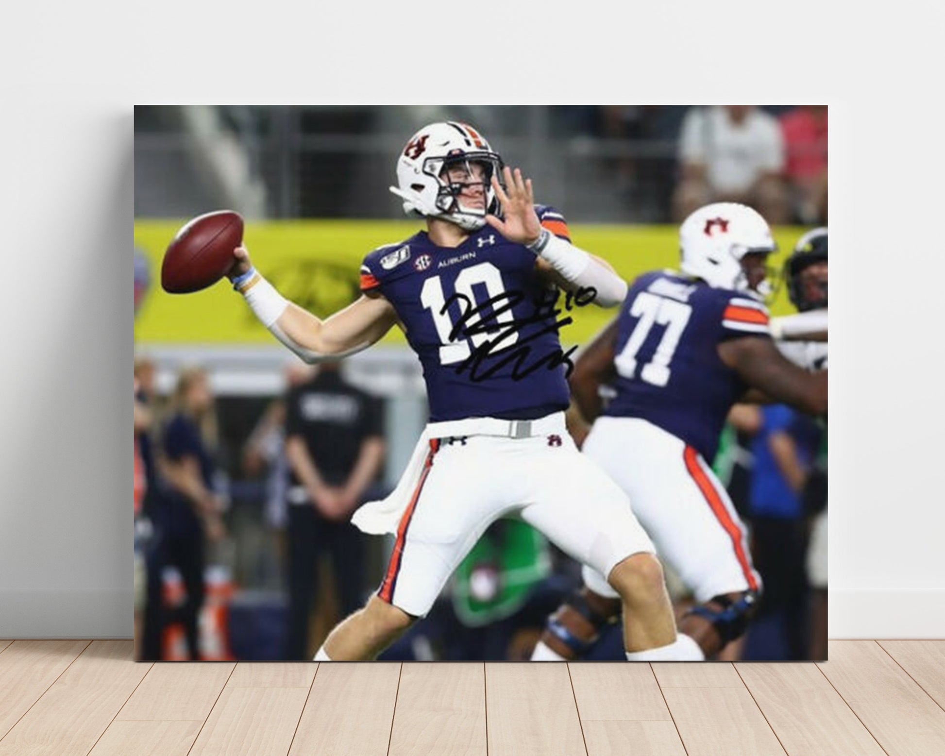 Auburn Football Bo Nix Downfield Pass Pocket Release College Football Wall Art 16x20 Unframed Print wall art print – College Football decor