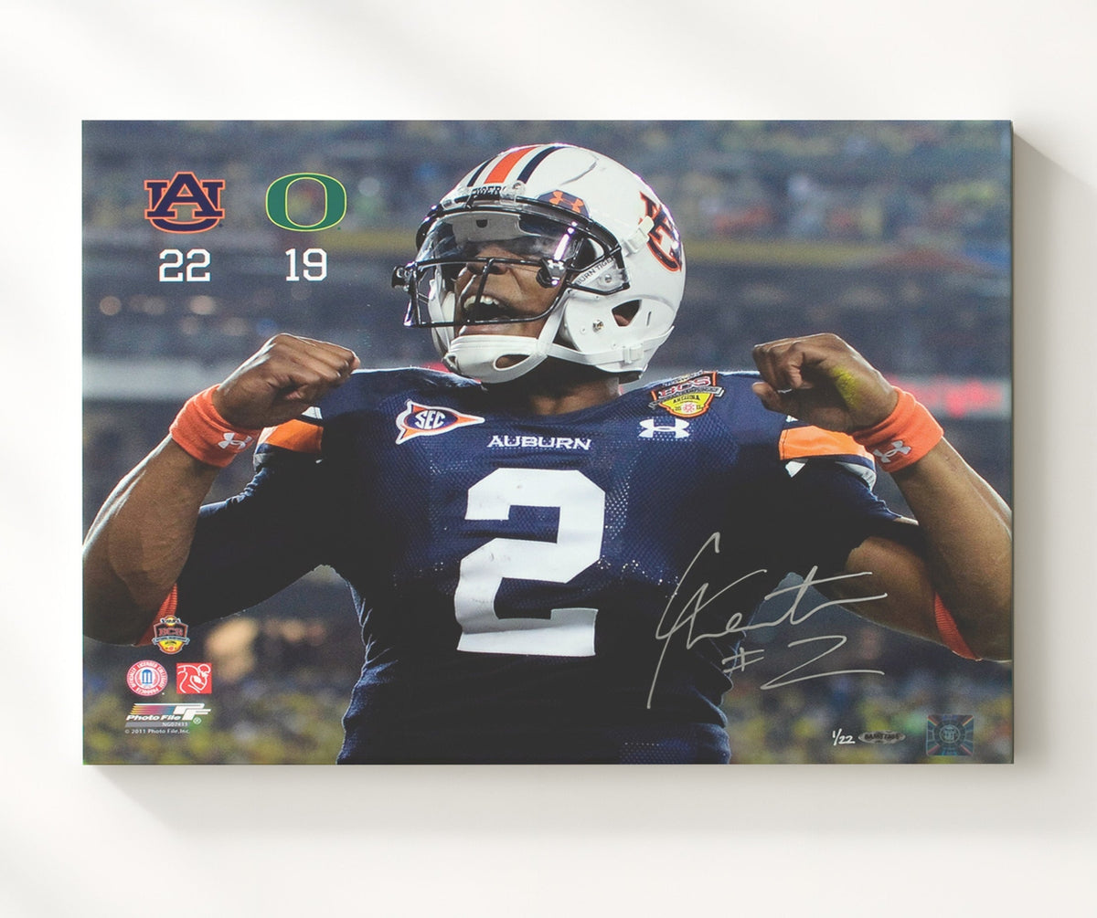 Auburn Football - Cam Newton Fiesta Bowl Championship Victory Run 8x10 Canvas college football wall art