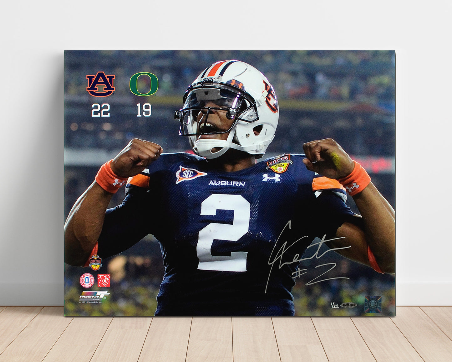 Auburn Football Cam Newton Fiesta Bowl Championship Victory Run College Football Wall Art 16x20 Unframed Print wall art print – College Football decor