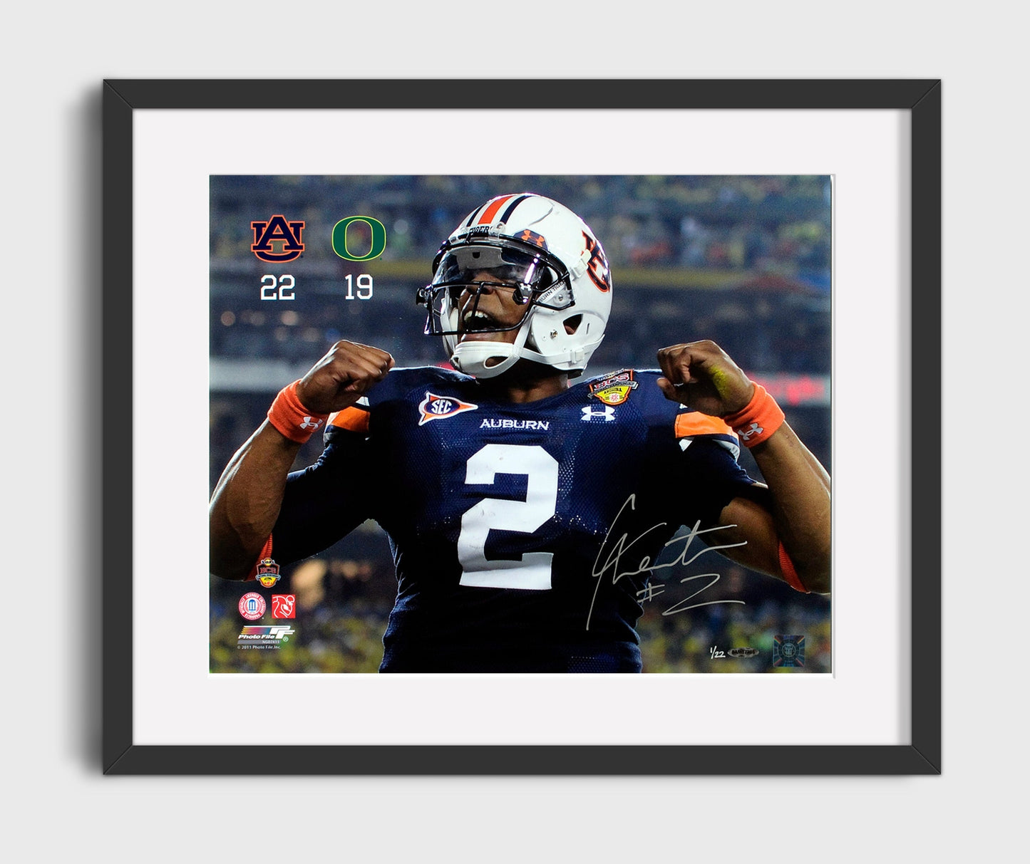 Auburn Football - Cam Newton Fiesta Bowl Championship Victory Run 8x10 Gallery Frame college football wall art