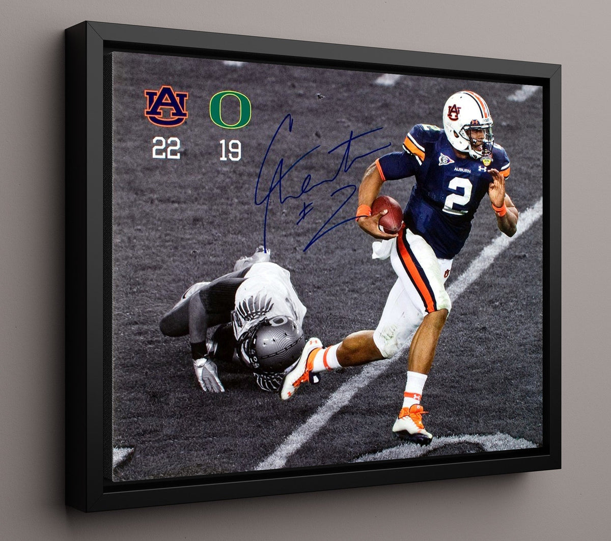 Auburn Football - Cam Newton Scramble Open Field Breakaway Run 8x10 Framed Canvas college football wall art