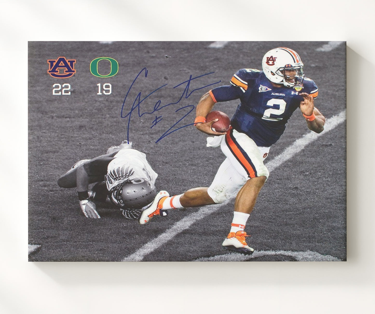 Auburn Football Cam Newton Scramble Open Field Breakaway Run College Football Wall Art 20x24 Canvas wall art print – College Football decor