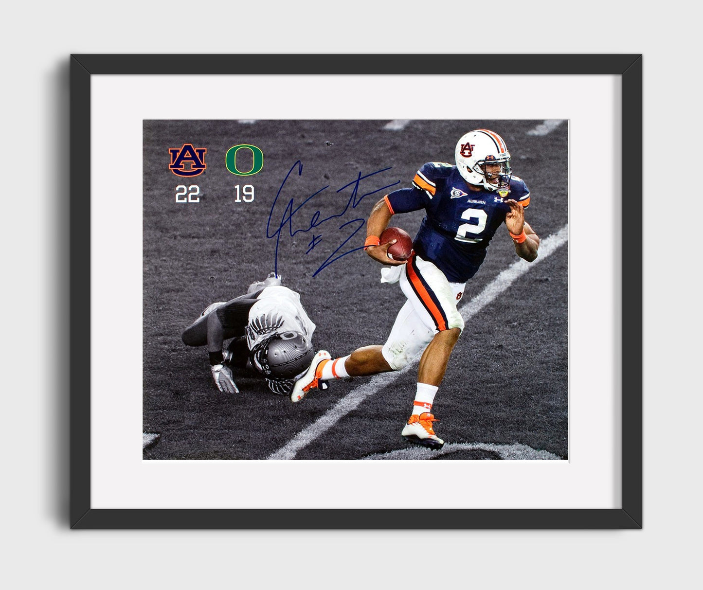 Auburn Football Cam Newton Scramble Open Field Breakaway Run College Football Wall Art 16x20 Gallery Frame wall art print – College Football decor