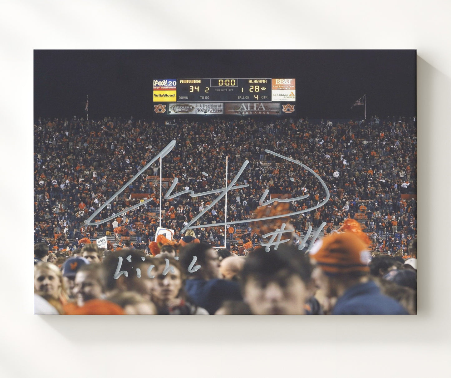 Auburn Football Chris Davis Kick Six Return Iron Bowl Game Winner College Football Wall Art 20x24 Canvas wall art print – College Football decor