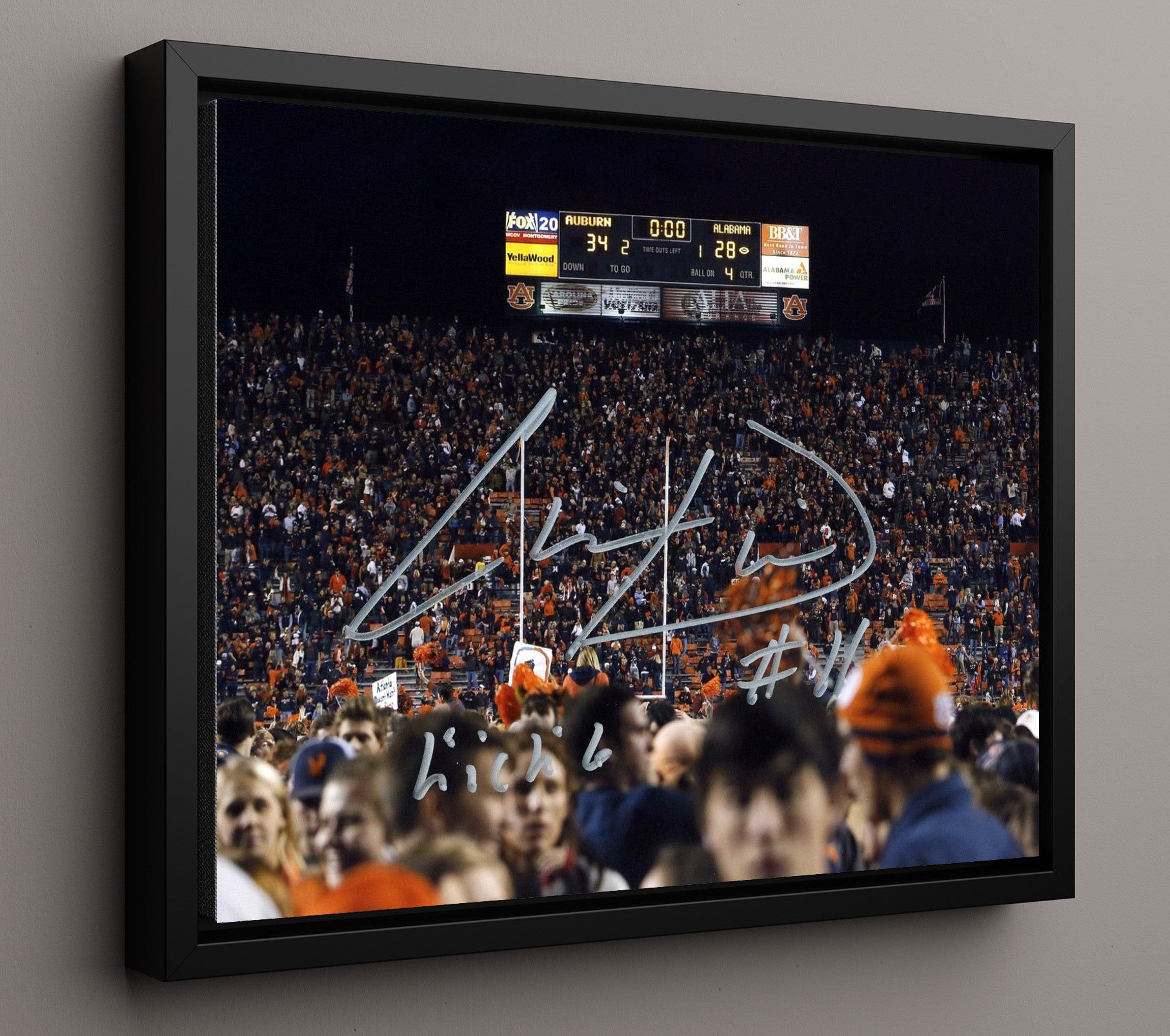 Auburn Football Chris Davis Kick Six Return Iron Bowl Game Winner College Football Wall Art 16x20 Framed Canvas wall art print – College Football decor