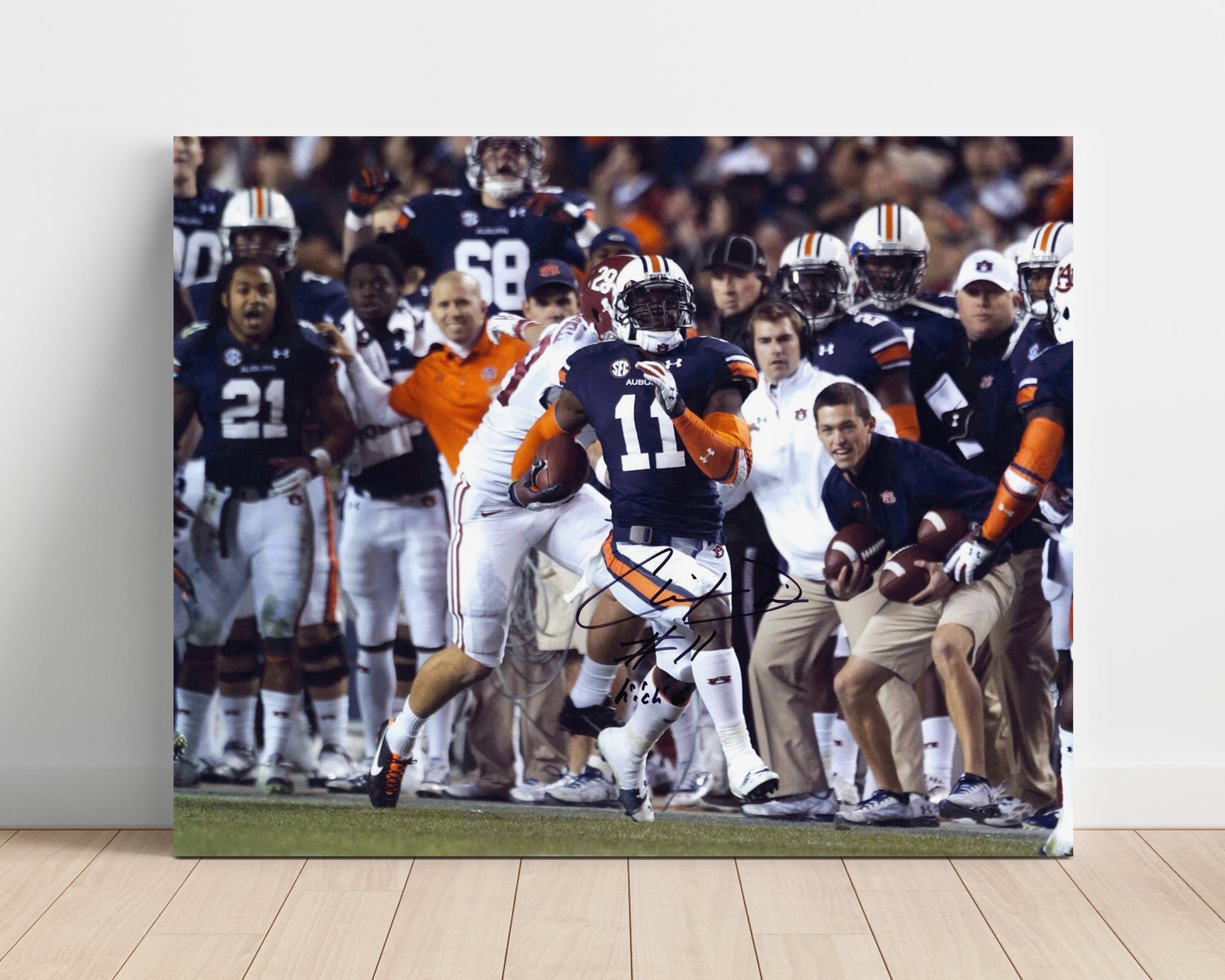 Auburn Football - Chris Davis Kick Six Return Sprint Down Sideline 8x10 Unframed Print college football wall art