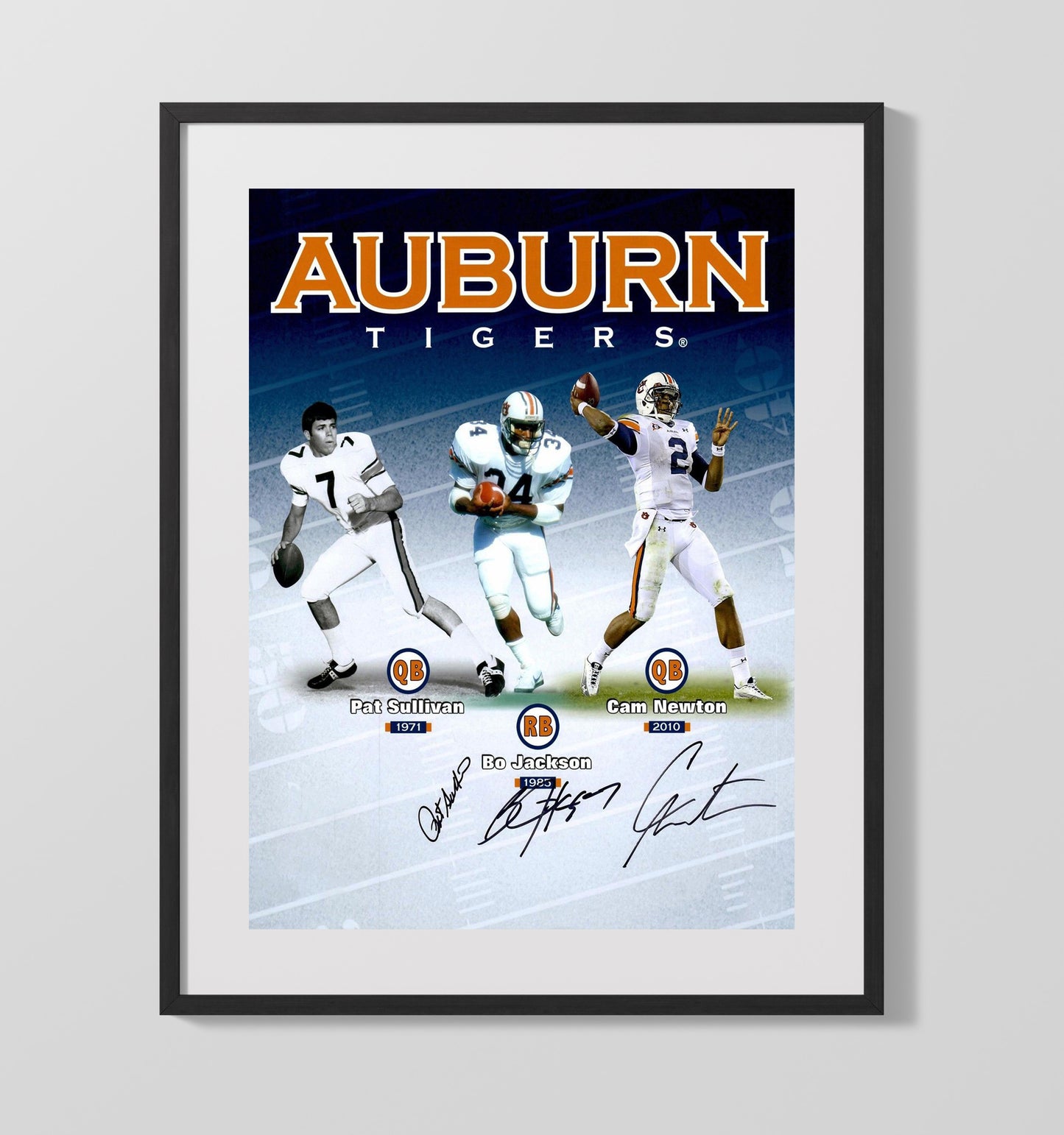 Auburn football Sullivan Bo Jackson Cam Newton Legacy Icons Composite College Football Wall Art 16x20 Gallery Frame wall art print – College Football decor