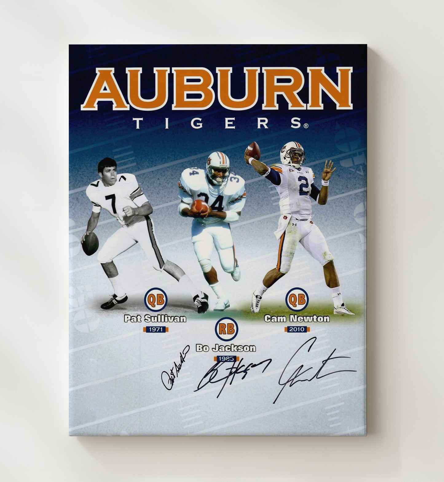 Auburn football Sullivan Bo Jackson Cam Newton Legacy Icons Composite College Football Wall Art 20x24 Canvas wall art print – College Football decor