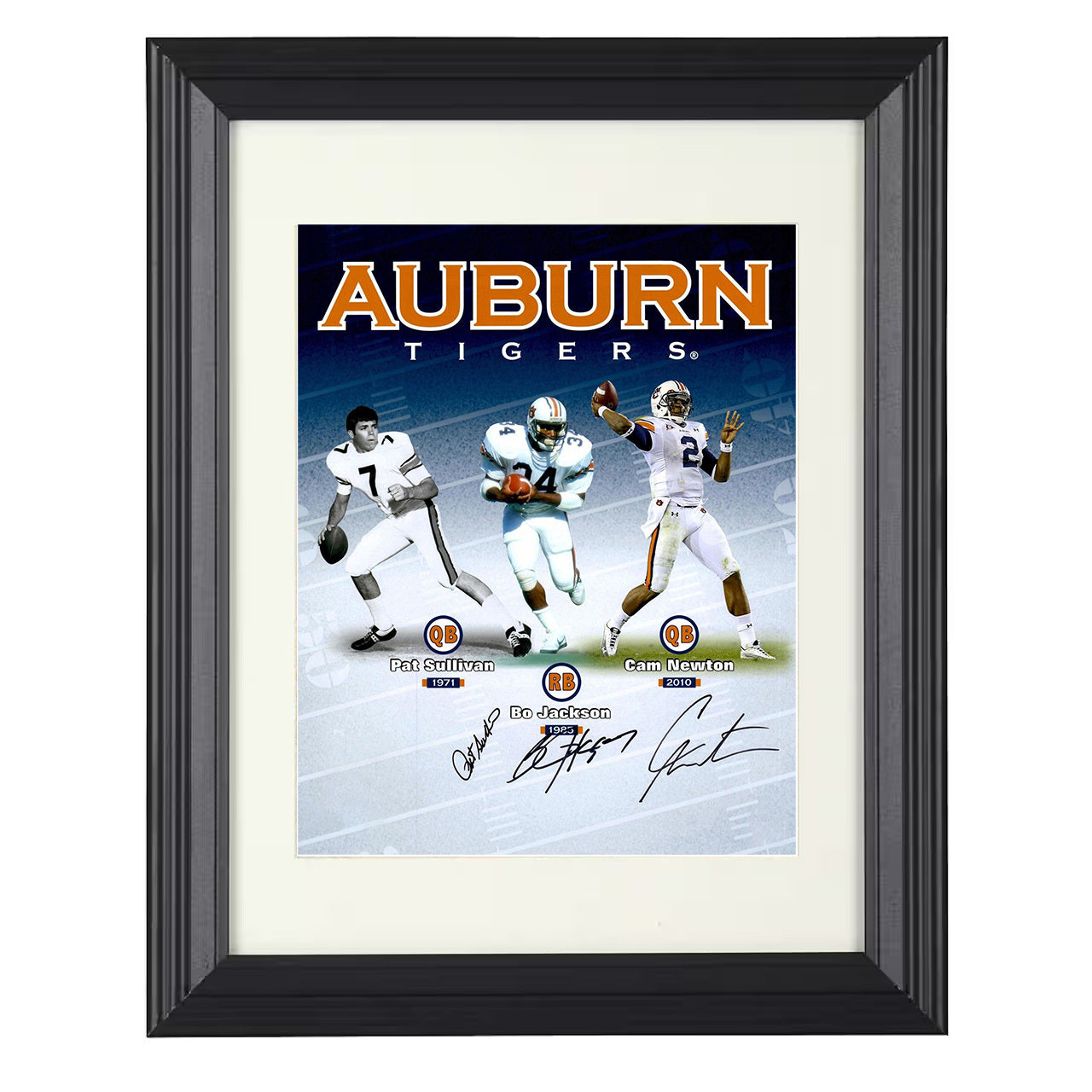 Auburn football Sullivan Bo Jackson Cam Newton Legacy Icons 8x10 black beveled frame college football wall art