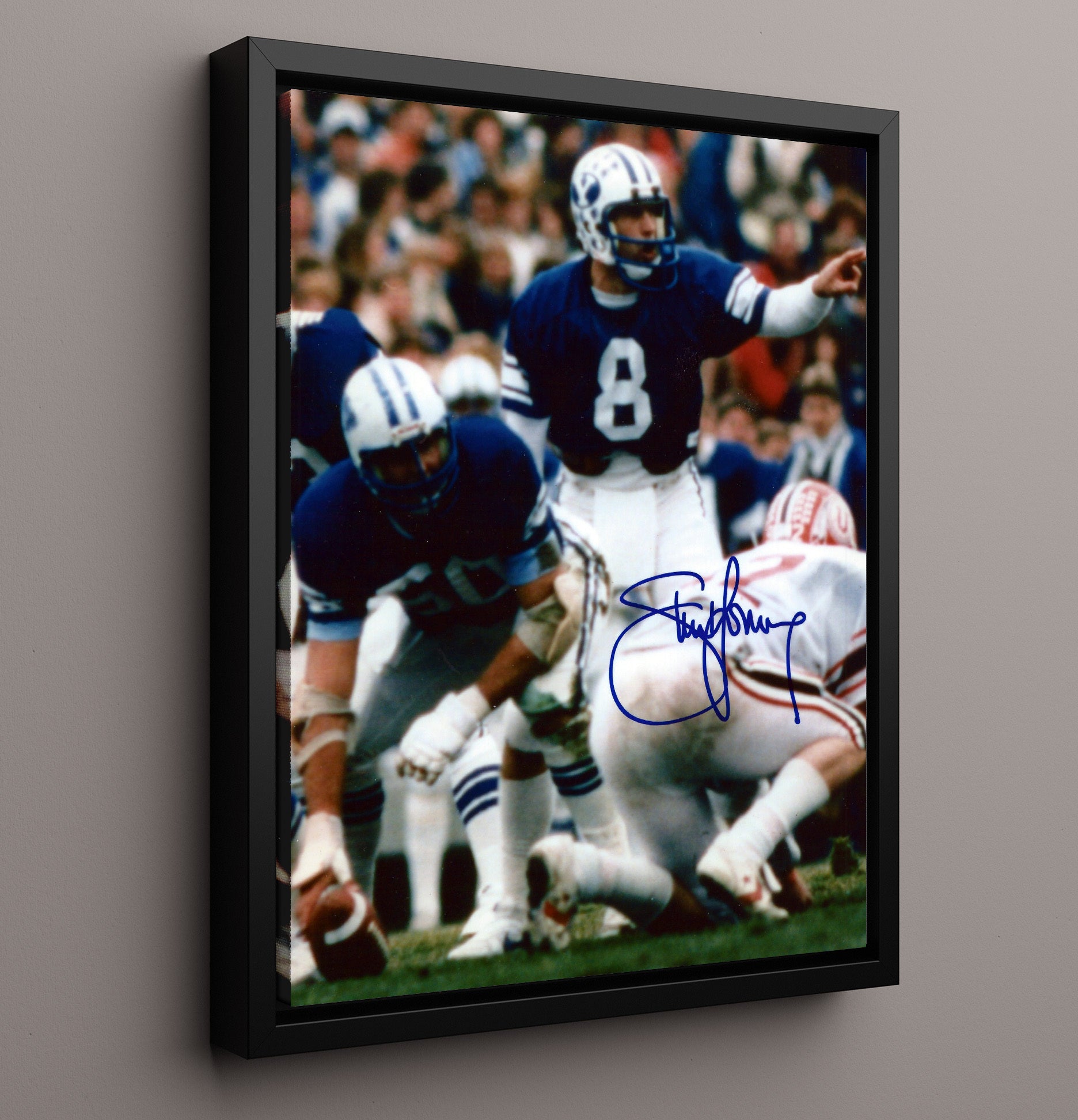 BYU Steve Young Field General Command College Football Wall Art 16x20 Framed Canvas wall art print – College Football decor