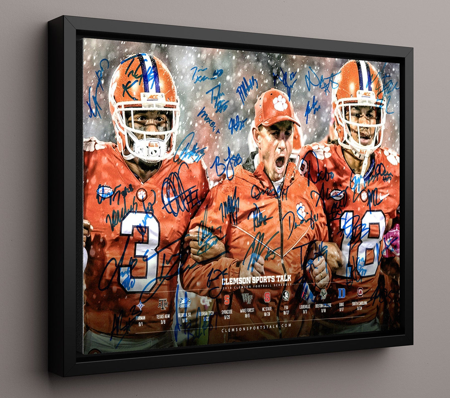 Clemson Football - 2018 Team Championship Poster Dabo Swinney 8x10 Framed Canvas college football wall art