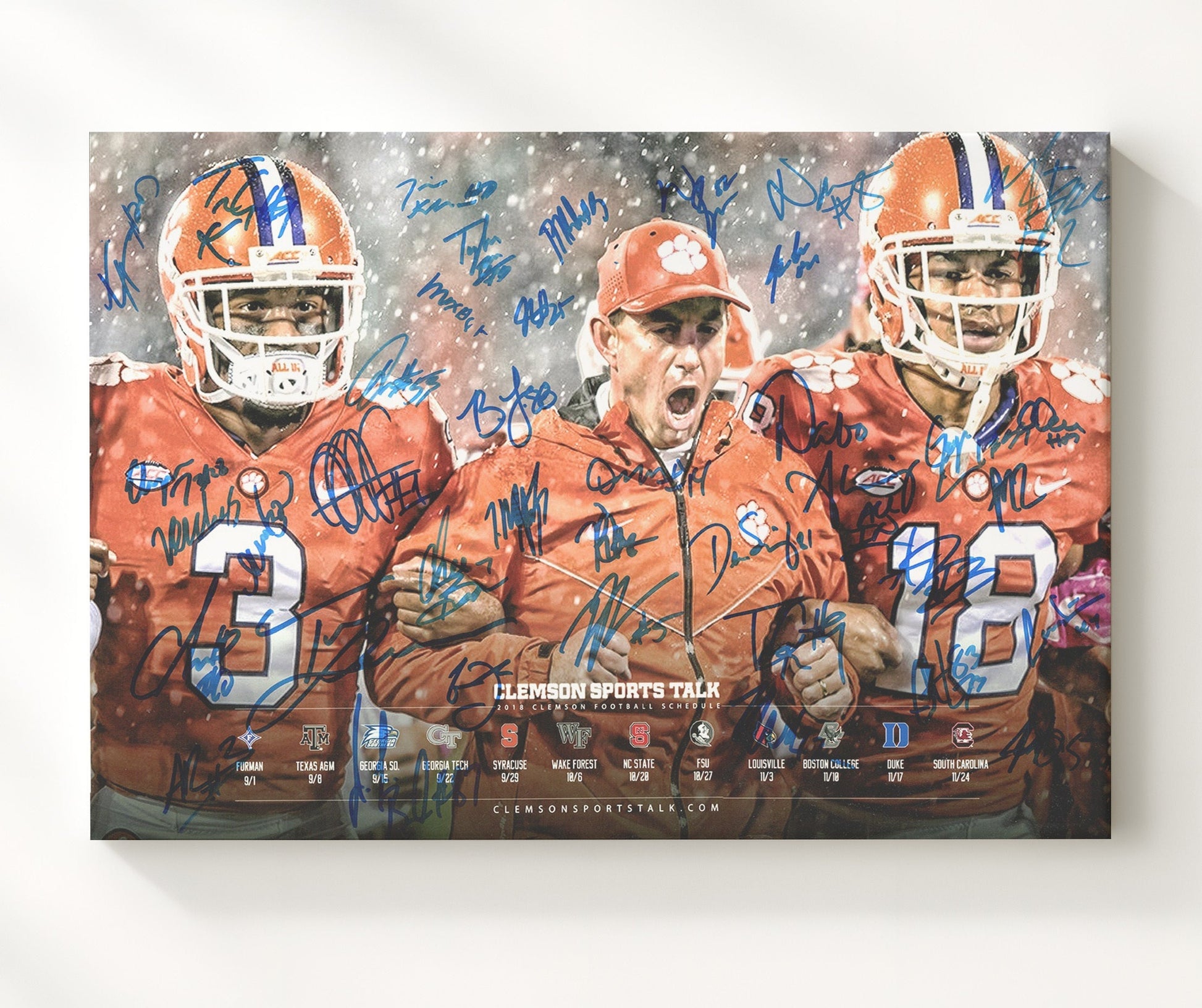 Clemson Football - 2018 Team Championship Poster Dabo Swinney 8x10 Canvas college football wall art