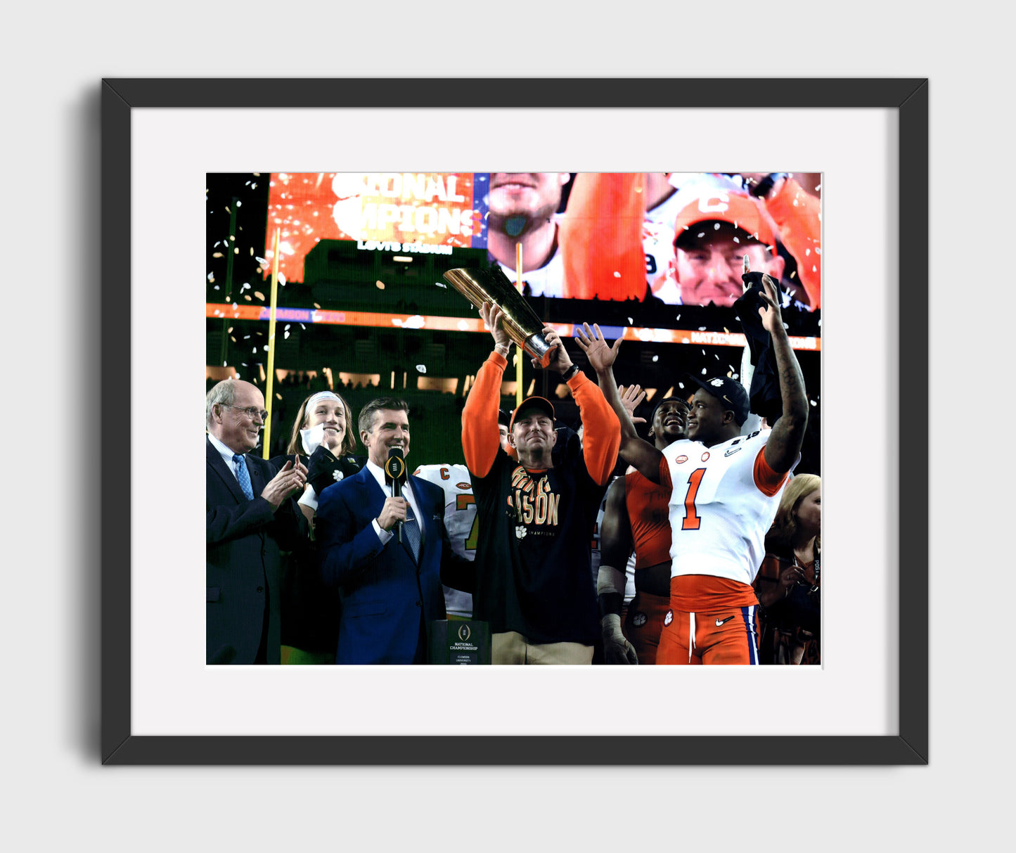 Clemson Football - Dabo Swinney Championship Trophy Celebration 2018 8x10 Gallery Frame college football wall art