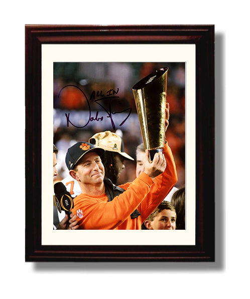 Clemson Football Dabo Swinney Championship Trophy Glory College Football Wall Art 8x10 Beveled Frame wall art print – College Football decor