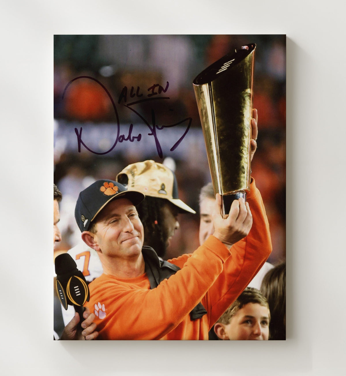 Clemson Football - Dabo Swinney Championship Trophy Glory 8x10 Canvas college football wall art