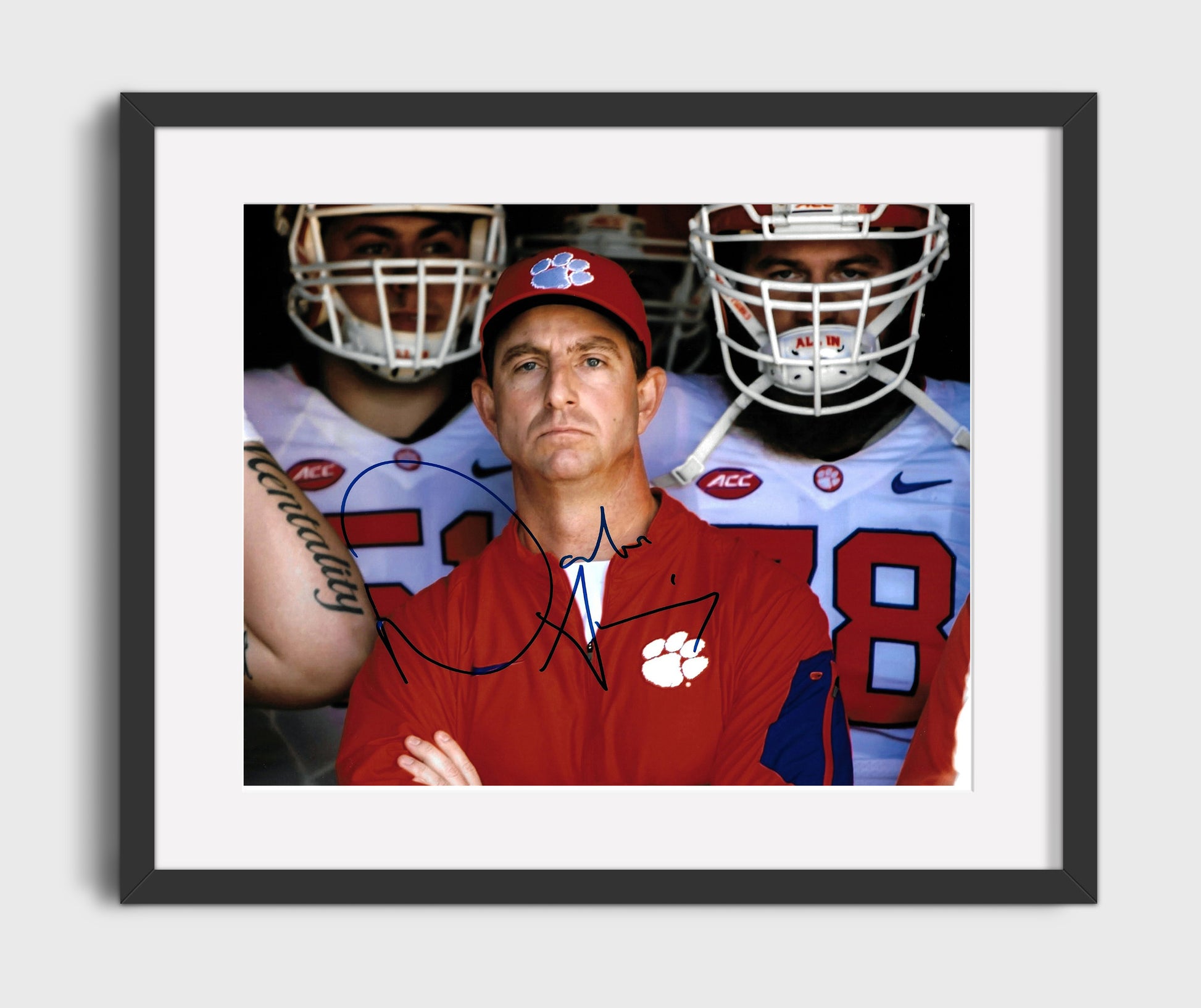 Clemson Football Dabo Swinney Focused Tunnel Walk College Football Wall Art 16x20 Gallery Frame wall art print – College Football decor