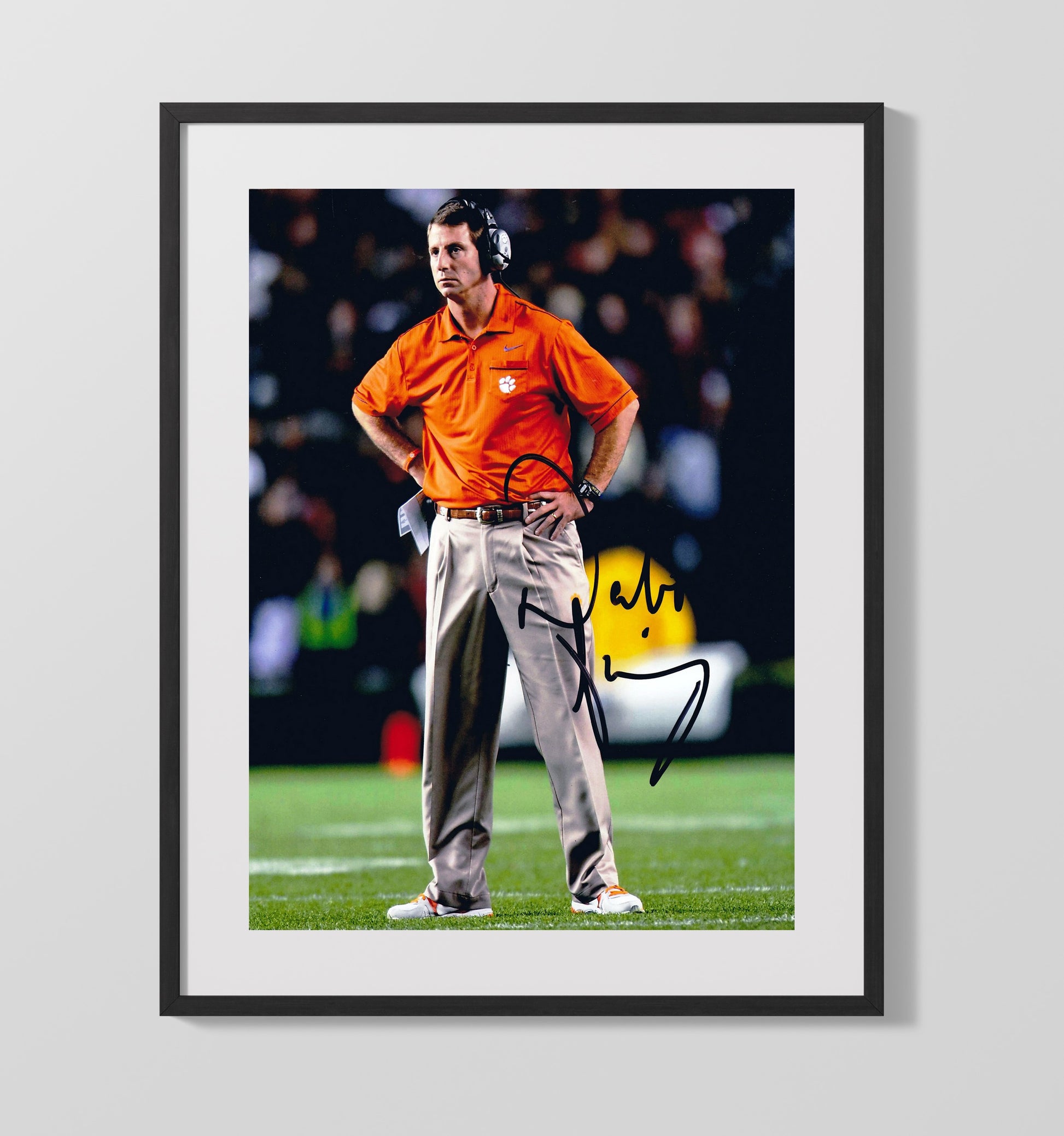 Clemson Football Dabo Swinney Sideline Focus College Football Wall Art 16x20 Gallery Frame wall art print – College Football decor