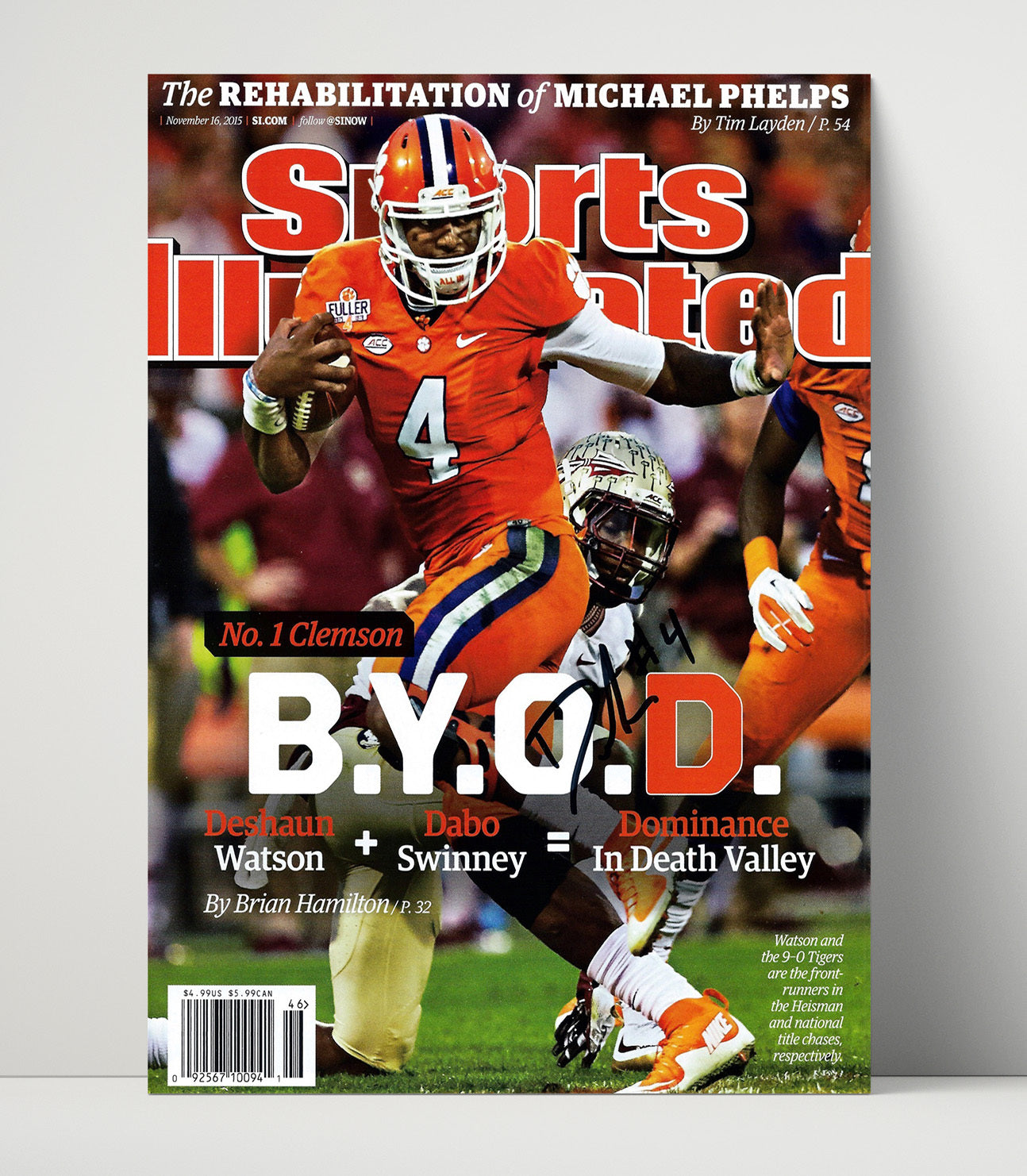 Clemson Football Deshaun Watson BYOD Dominance SI Cover College Football Wall Art 16x20 Unframed Print wall art print – College Football decor