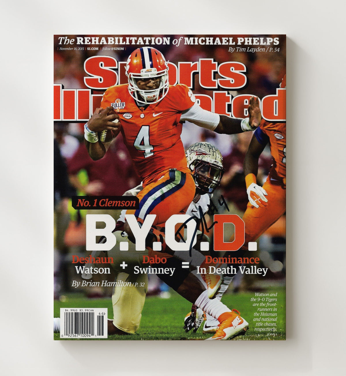 Clemson Football - Deshaun Watson BYOD Dominance SI Cover 8x10 Canvas college football wall art