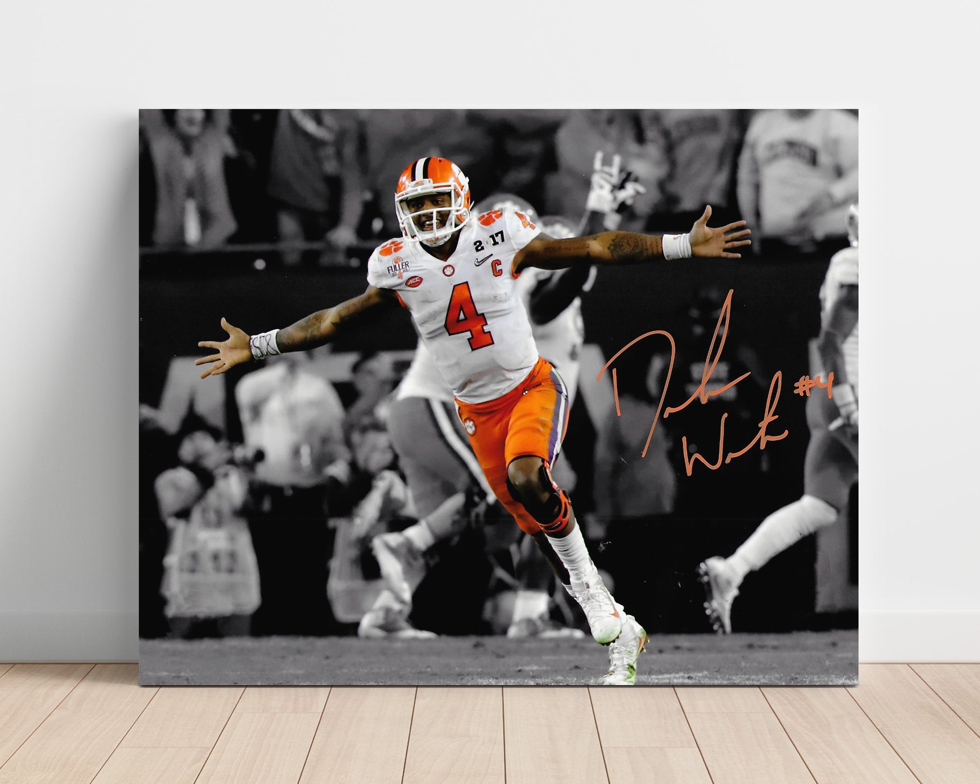 Clemson Football Deshaun Watson Championship Celebration Run College Football Wall Art 16x20 Unframed Print wall art print – College Football decor