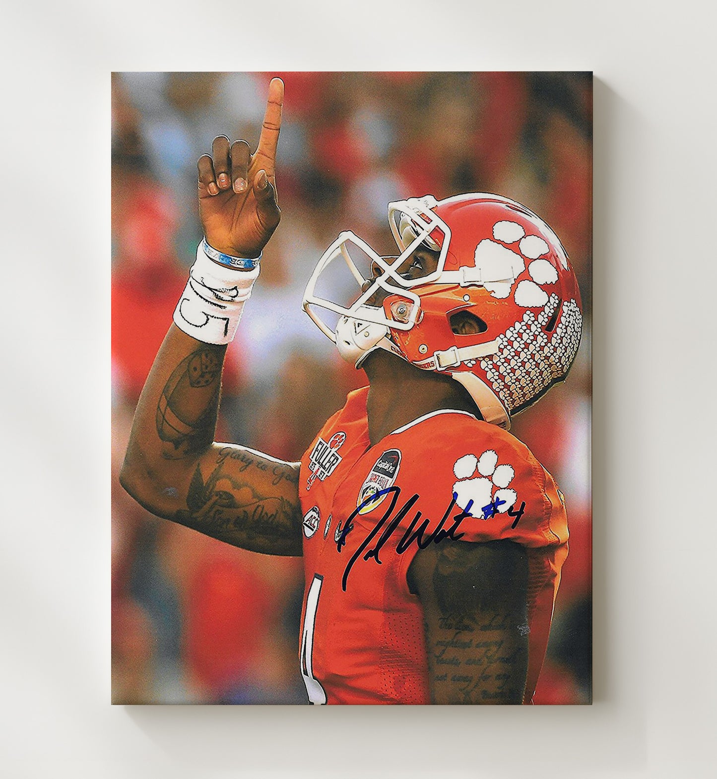 Clemson Football Deshaun Watson Victory Point Tribute College Football Wall Art 20x24 Canvas wall art print – College Football decor