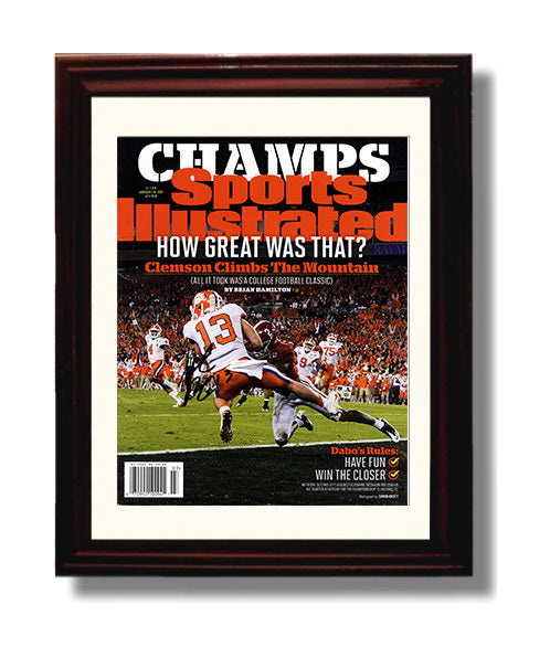 Clemson Football Hunter Renfrow Title Clinching Touchdown 2017 SI Cover College Football Wall 8x10 Beveled Frame wall art print – College Football decor