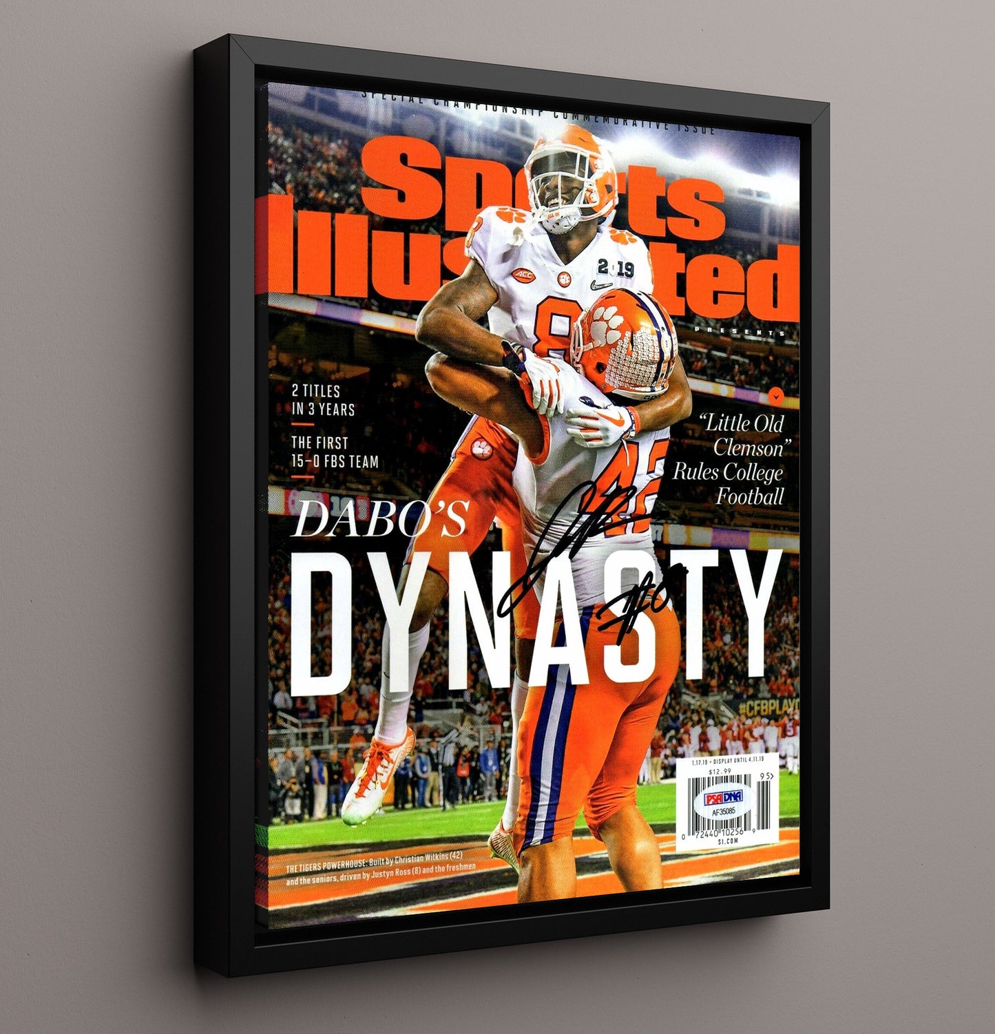 Clemson Football Justyn Ross Dynasty Rise SI Cover College Football Wall Art 16x20 Framed Canvas wall art print – College Football decor