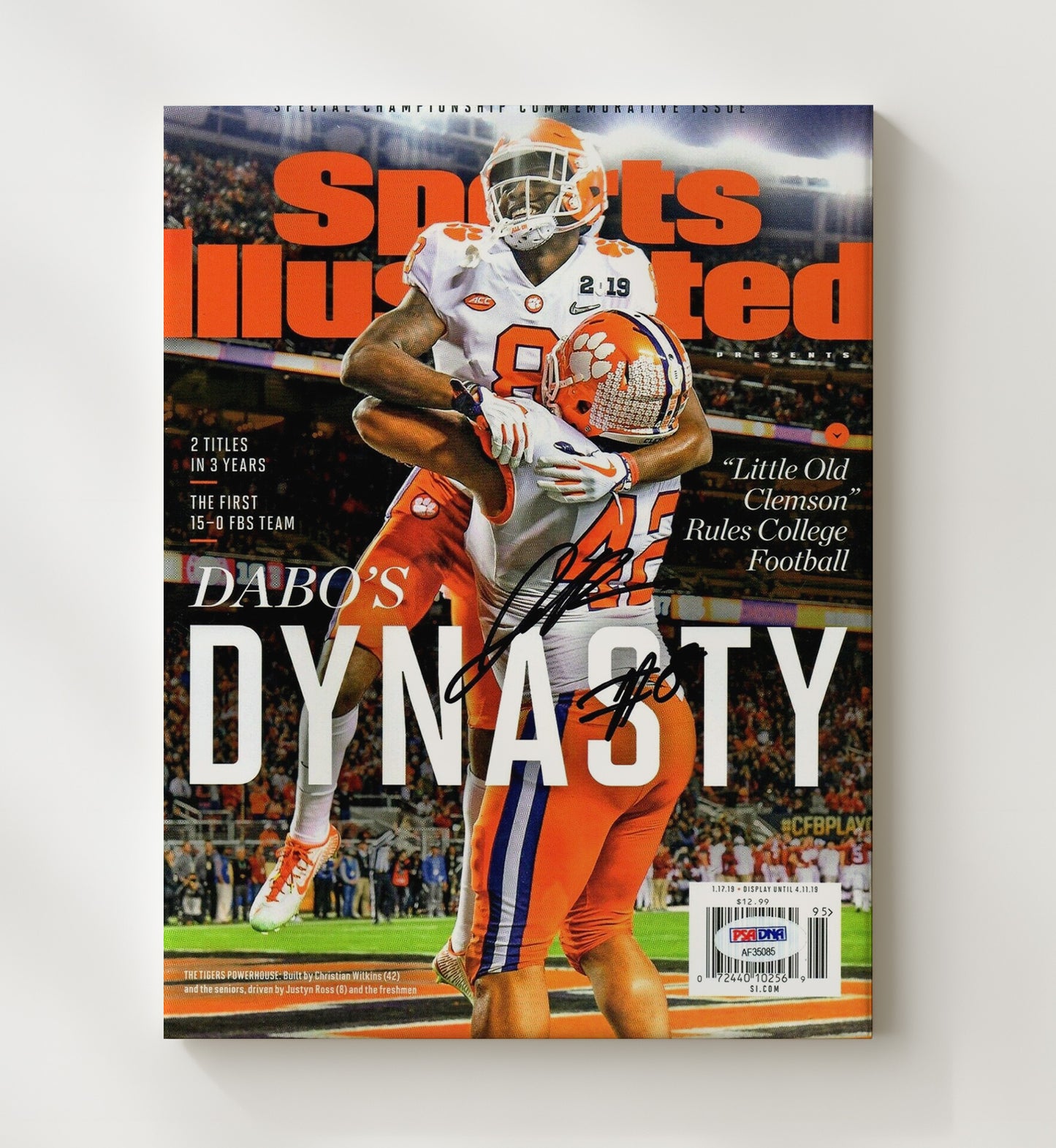 Clemson Football Justyn Ross Dynasty Rise SI Cover College Football Wall Art 20x24 Canvas wall art print – College Football decor
