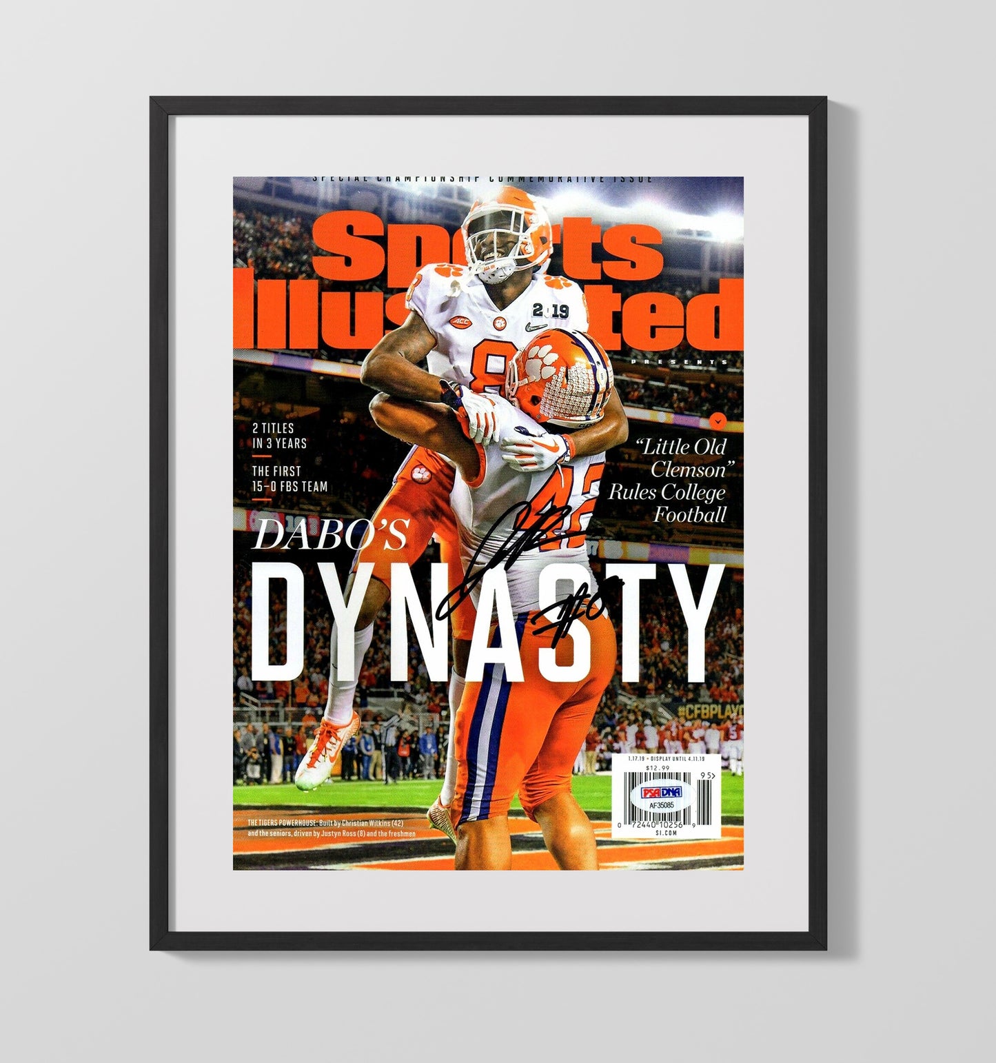 Clemson Football Justyn Ross Dynasty Rise SI Cover College Football Wall Art 16x20 Gallery Frame wall art print – College Football decor