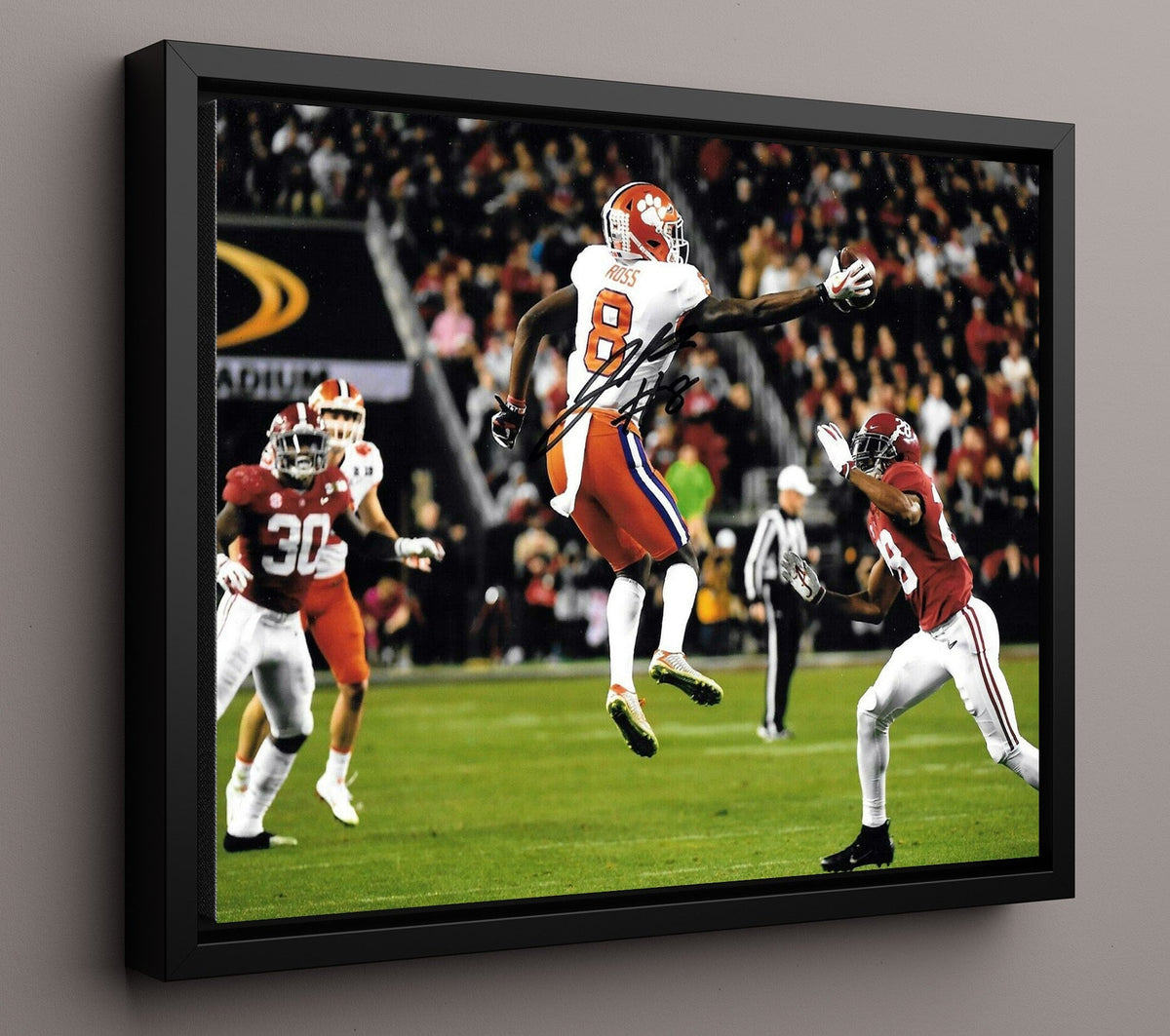 Clemson Football - Justyn Ross Leaping Catch vs Alabama 8x10 Framed Canvas college football wall art