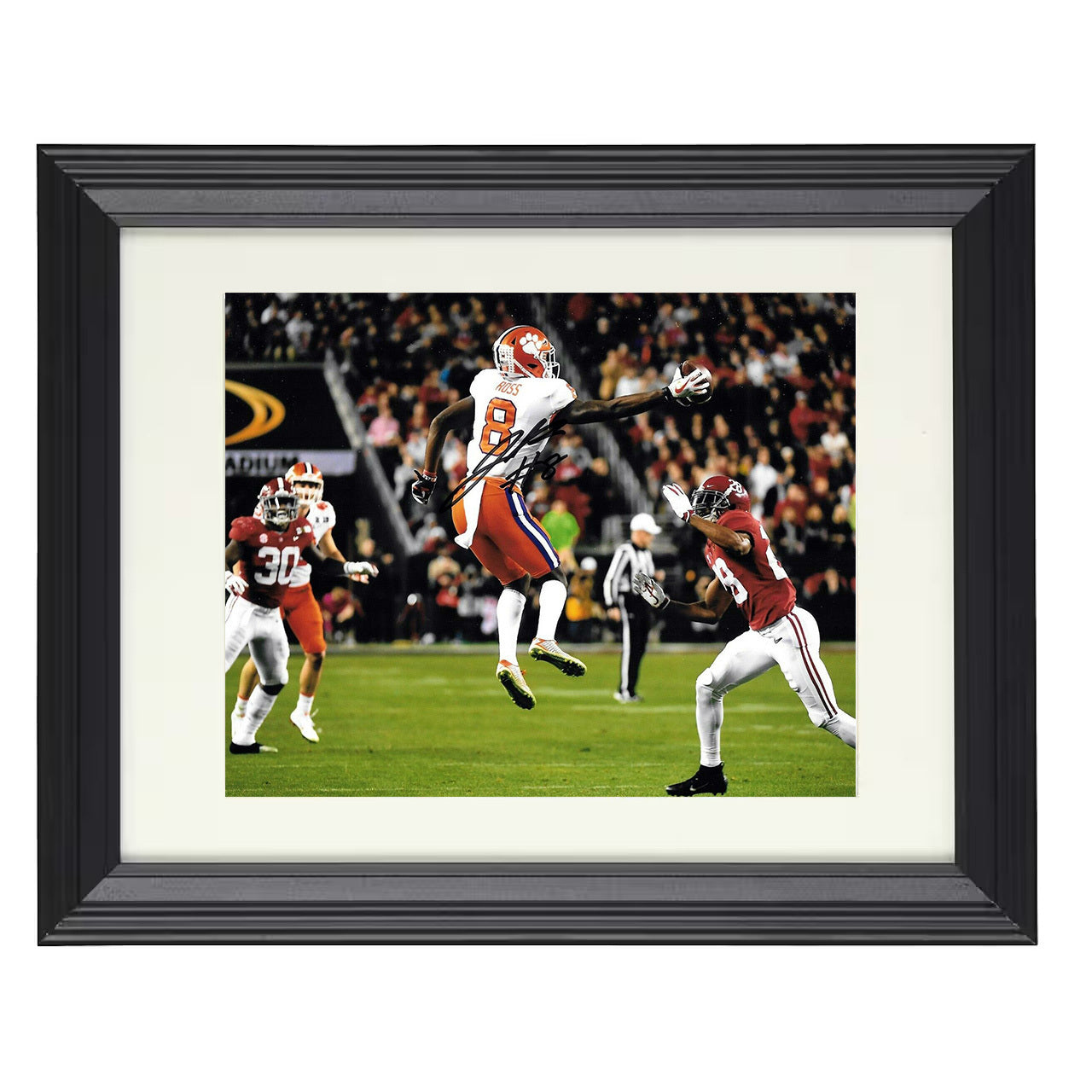 Clemson Football Justyn Ross Leaping Catch vs Alabama 8x10 black beveled frame college football wall art
