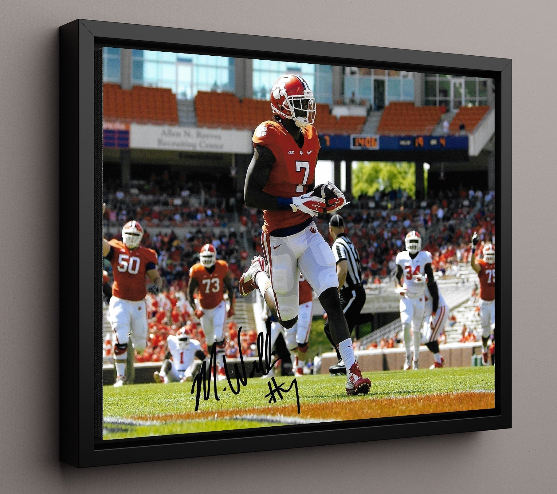 Clemson Football - Mike Williams Touchdown Catch Stride 8x10 Framed Canvas college football wall art