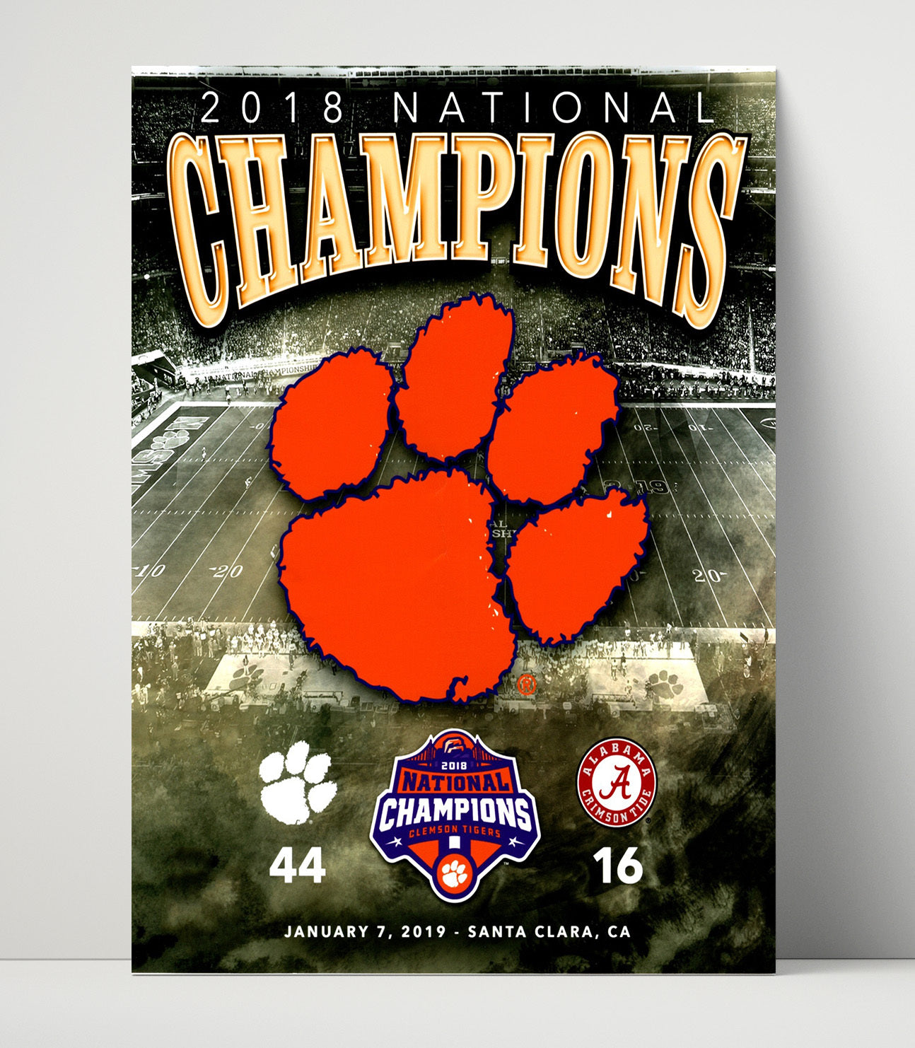 Clemson Football National Championship Dominance Scorecard 2018 College Football Wall Art 16x20 Unframed Print wall art print – College Football decor