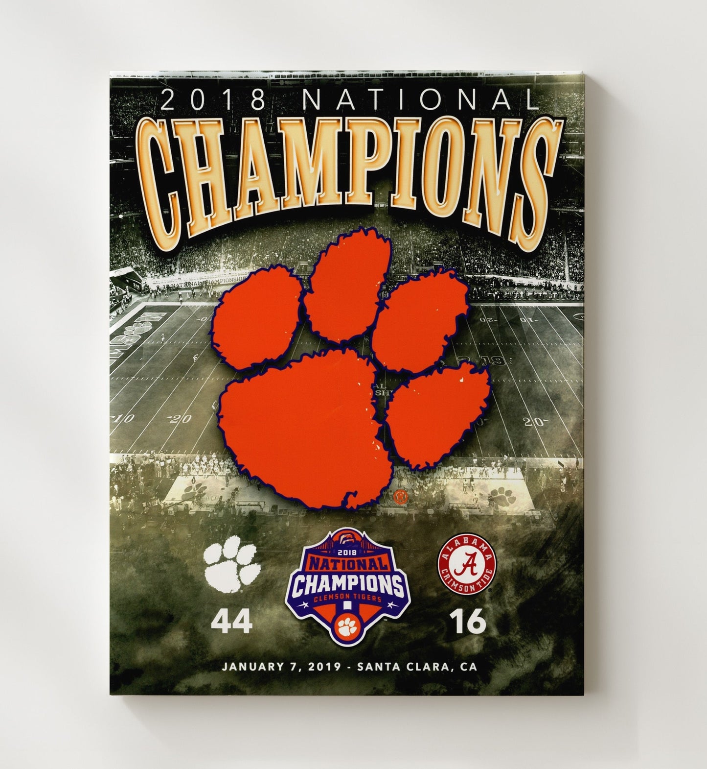 Clemson Football - National Championship Dominance Scorecard 2018 8x10 Canvas college football wall art