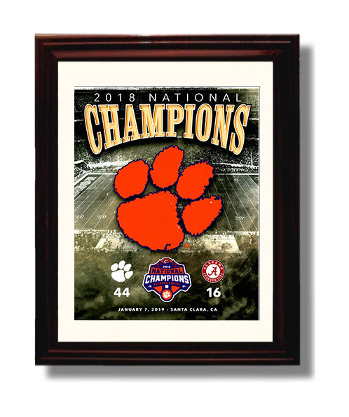 Clemson Football National Championship Dominance Scorecard 2018 College Football Wall Art 8x10 Beveled Frame wall art print – College Football decor