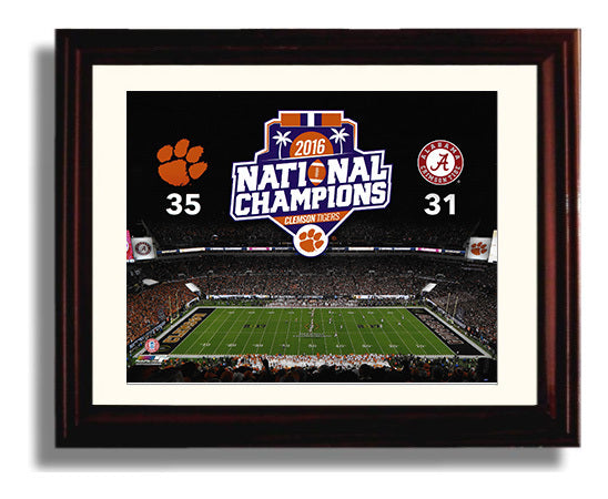Clemson Football National Championship Scoreboard College Football Wall Art 8x10 Beveled Frame wall art print – College Football decor