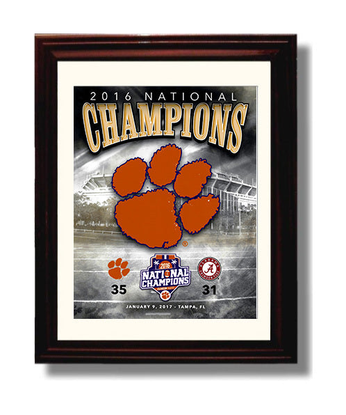 Clemson Football National Championship Victory Scorecard 2017 College Football Wall Art 8x10 Beveled Frame wall art print – College Football decor