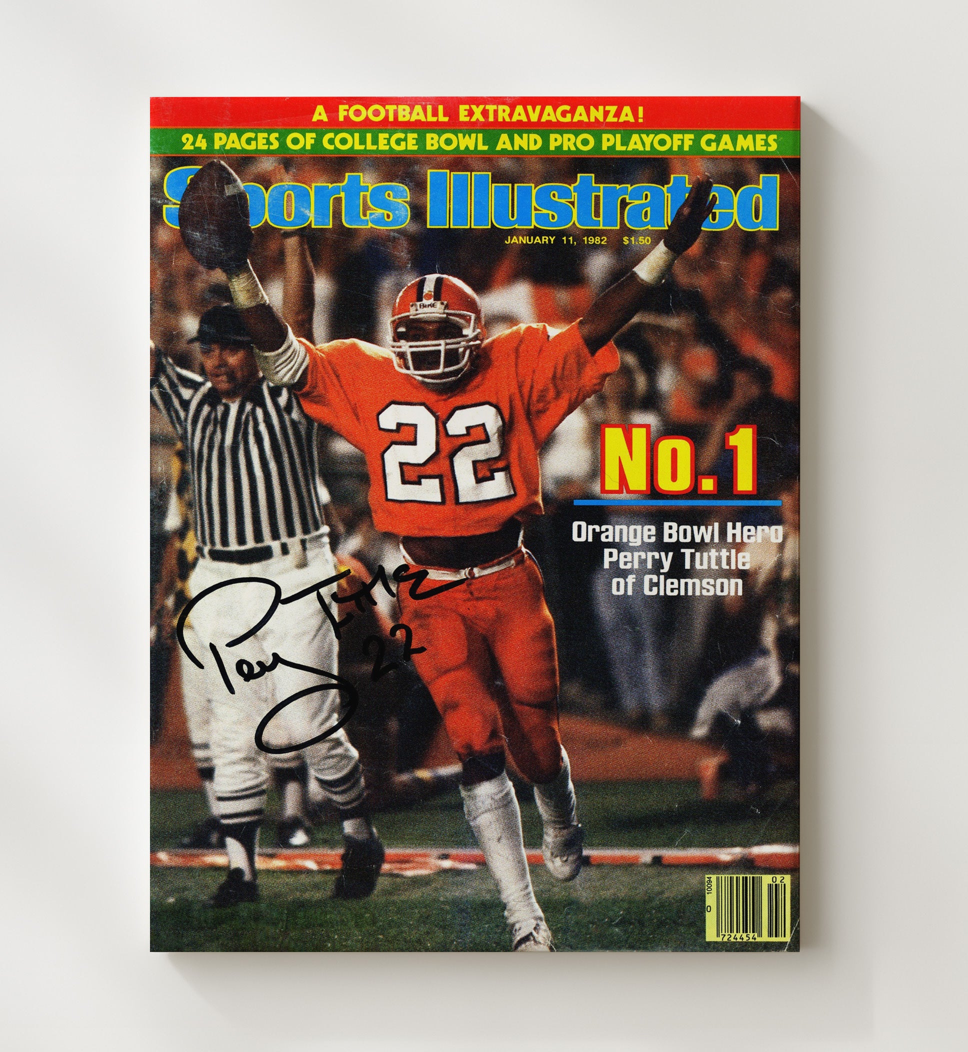 Clemson Football - Perry Tuttle Orange Bowl Legend SI Cover 1982 8x10 Canvas college football wall art