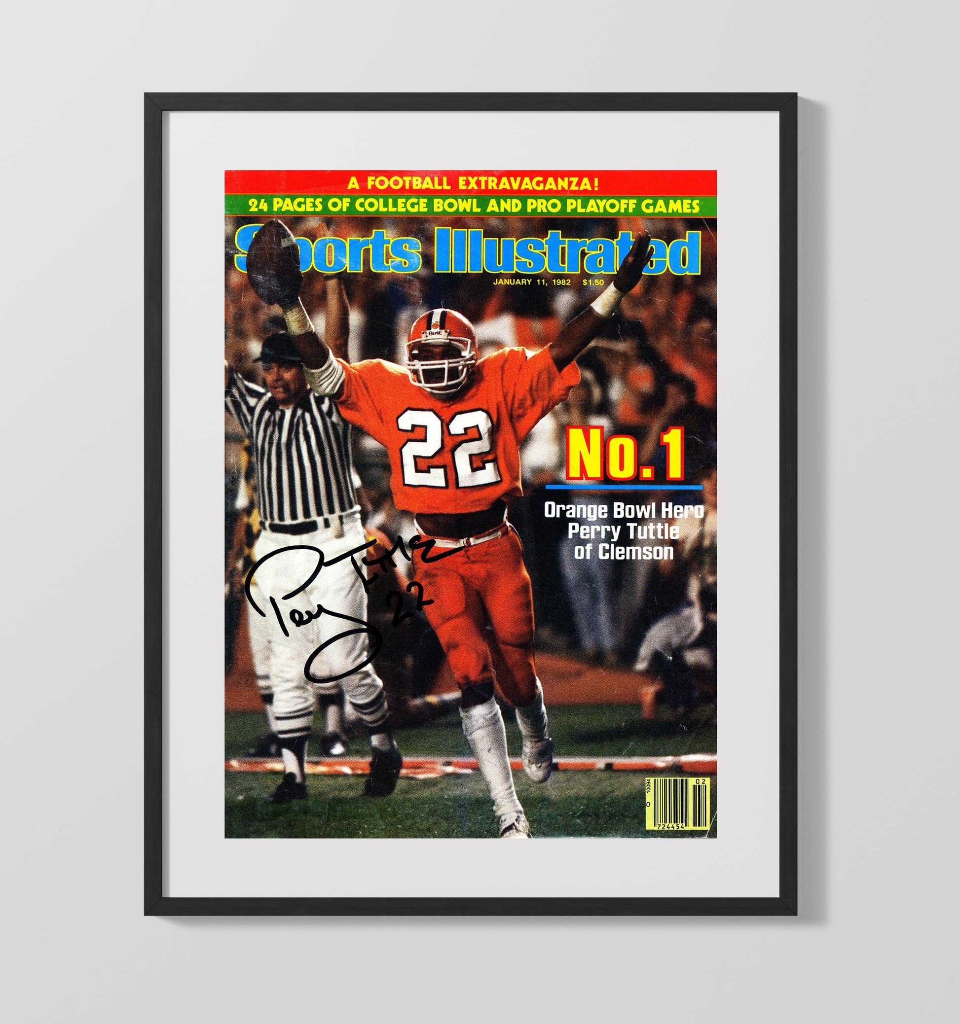 Clemson Football Perry Tuttle Orange Bowl Legend SI Cover 1982 College Football Wall Art 16x20 Gallery Frame wall art print – College Football decor