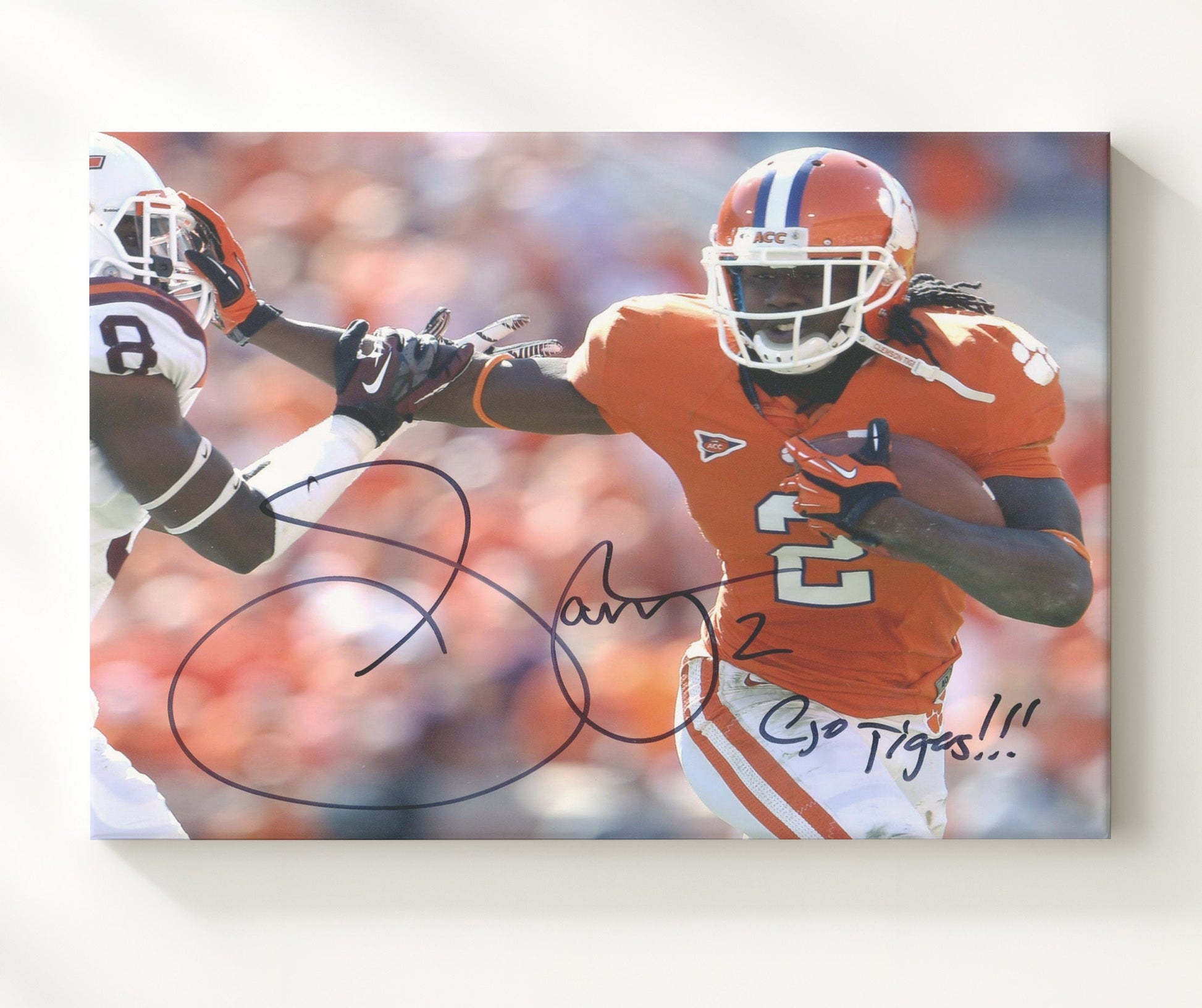 Clemson Football - Sammy Watkins Stiff Arm Drive 8x10 Canvas college football wall art